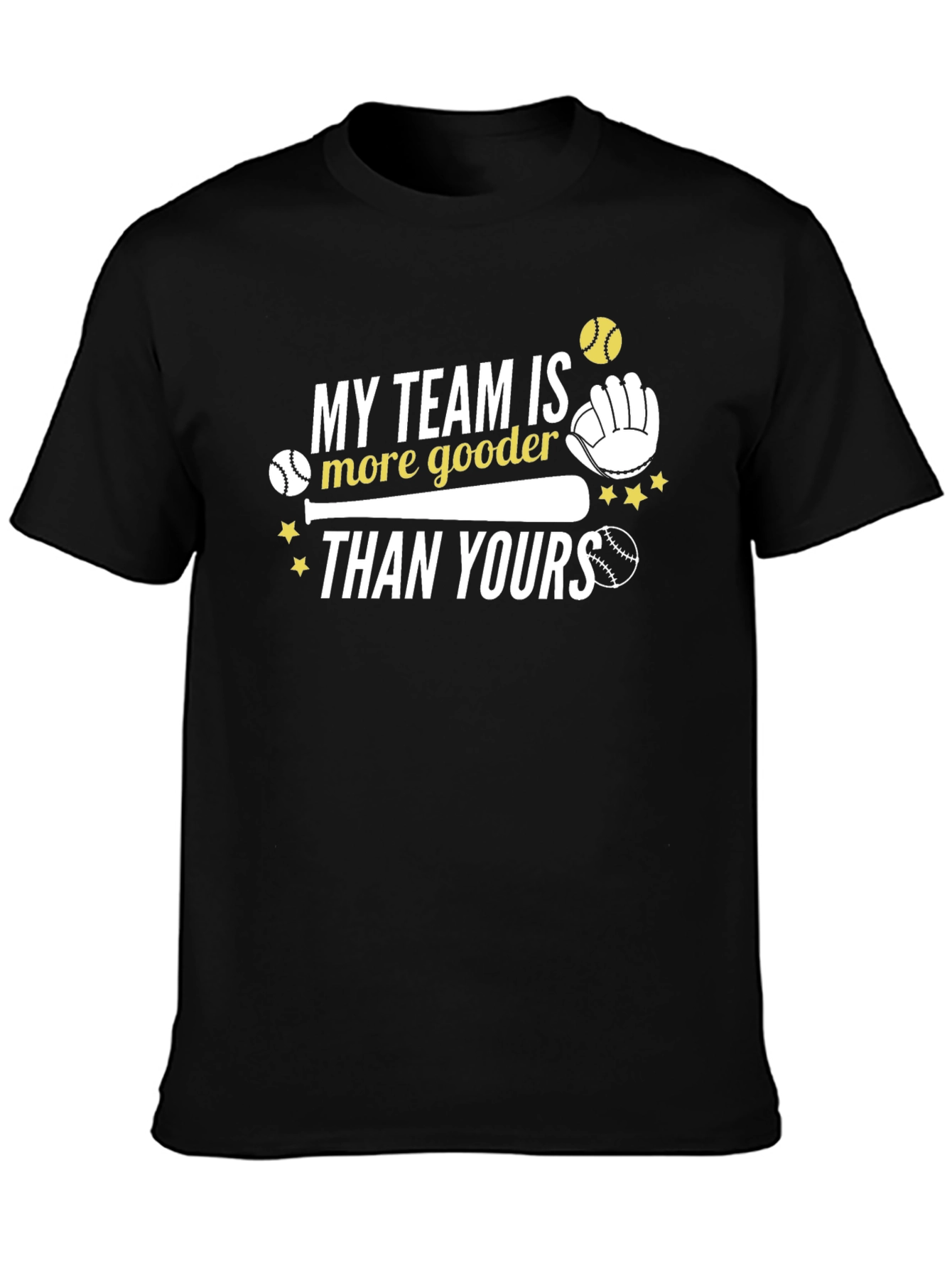 Black Baseball Team Humor Graphic T-Shirt view 3