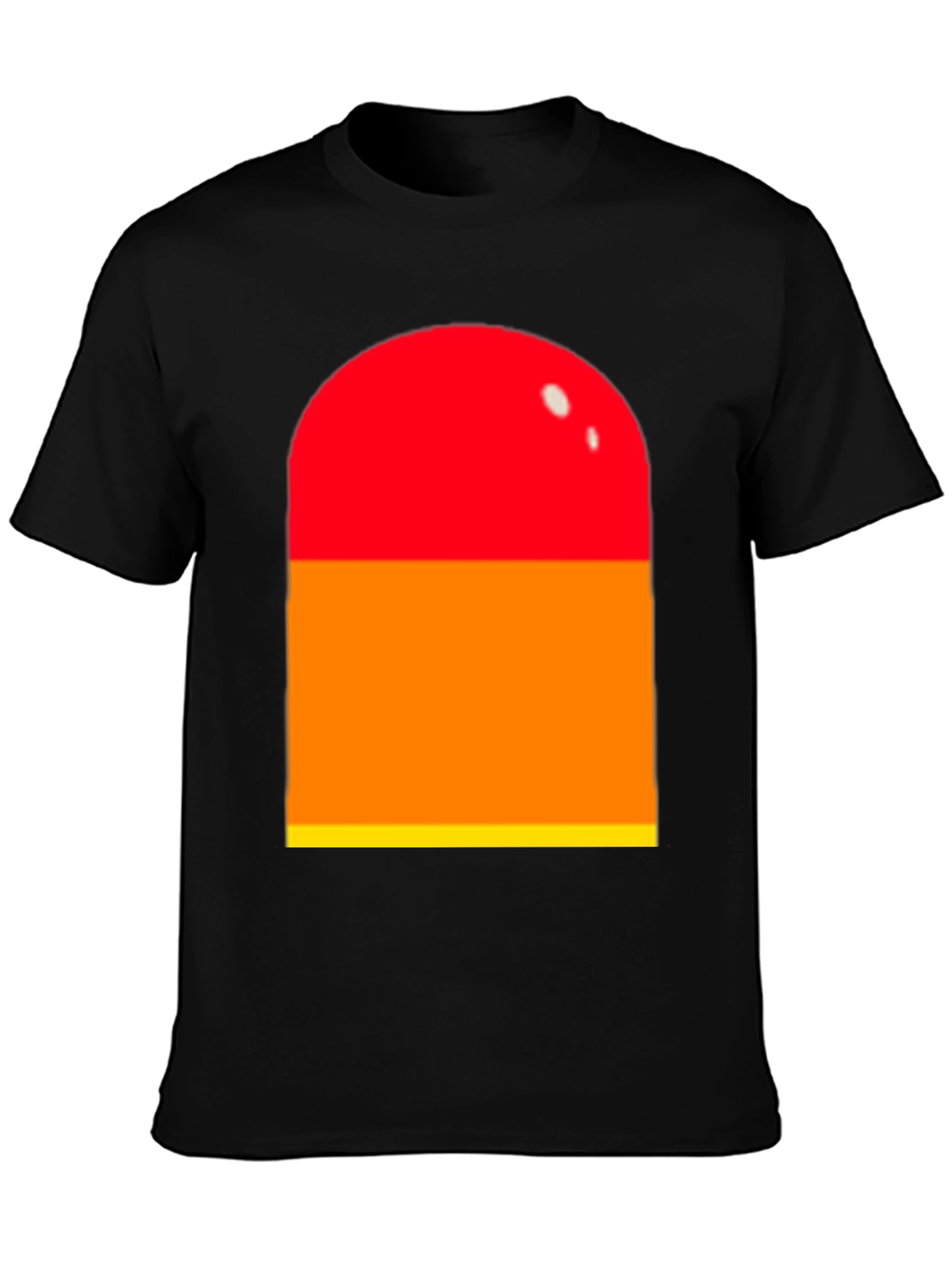 Black Retro Color Block Tee - Red, Orange, Yellow Graphic T-Shirt view 3