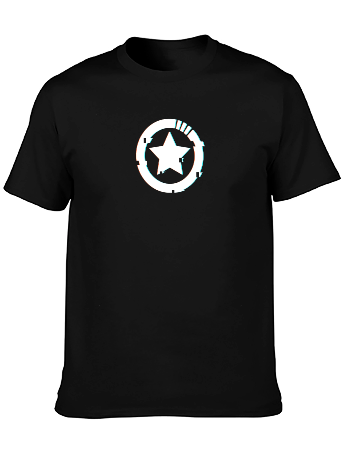 Black Star Glitch Black T-Shirt view 3