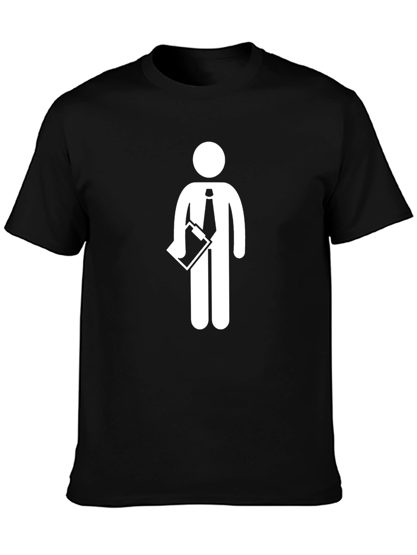 Black Business Man Graphic Tee - Funny Stick Figure Shirt view 3