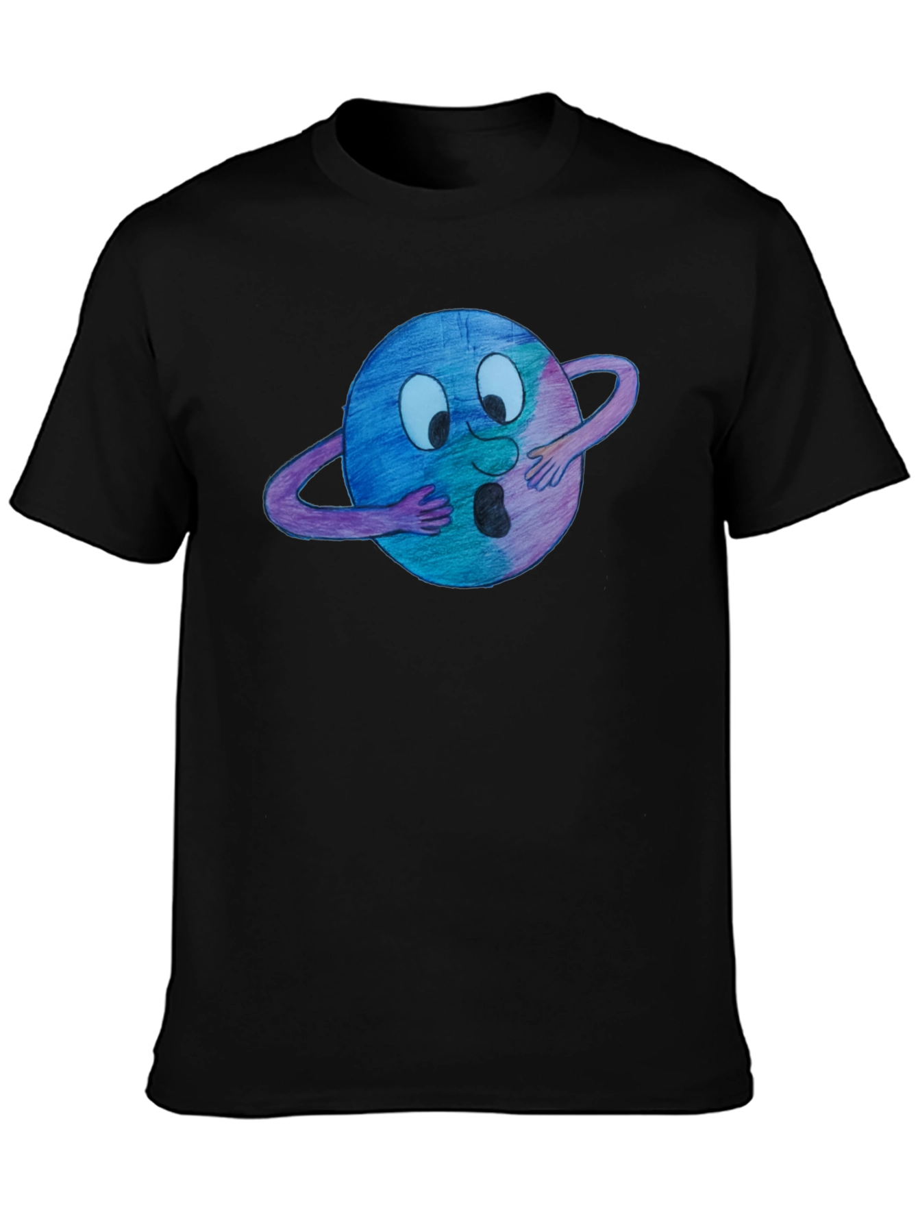 Black Cartoon Planet T-Shirt view 3