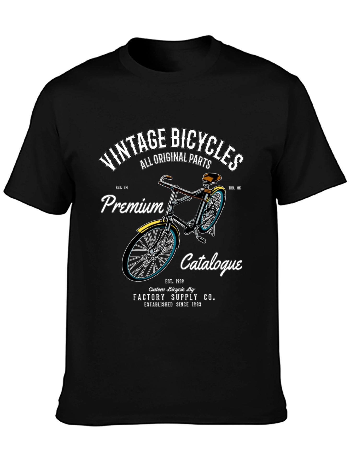 Black Vintage Bicycles Premium T-Shirt view 3