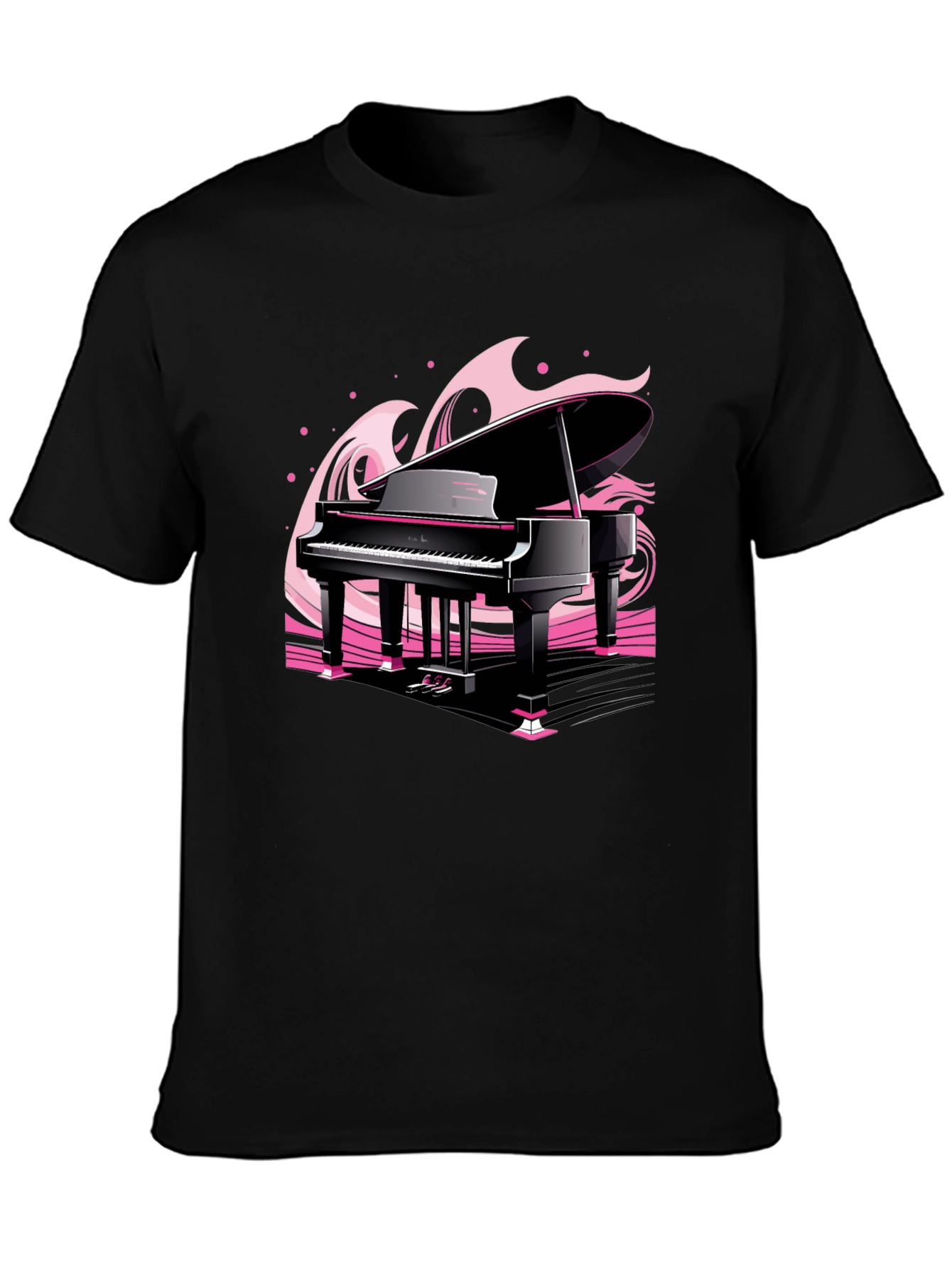 Black Piano Waves Graphic Tee - Musical Black T-Shirt view 3