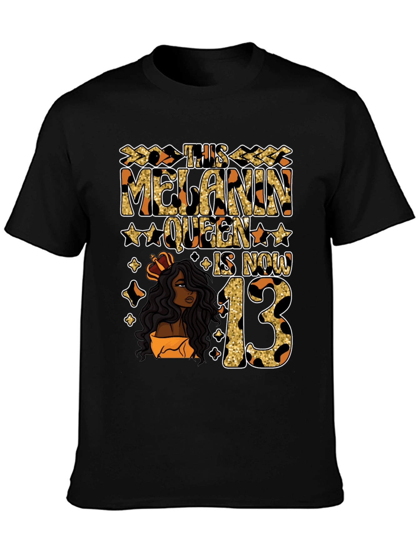 Black Melanin Queen 13th Birthday T-Shirt view 3