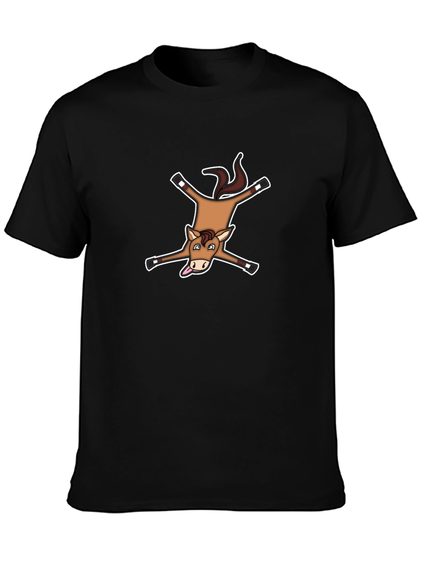 Black Funny Dead Horse Cartoon T-Shirt view 3