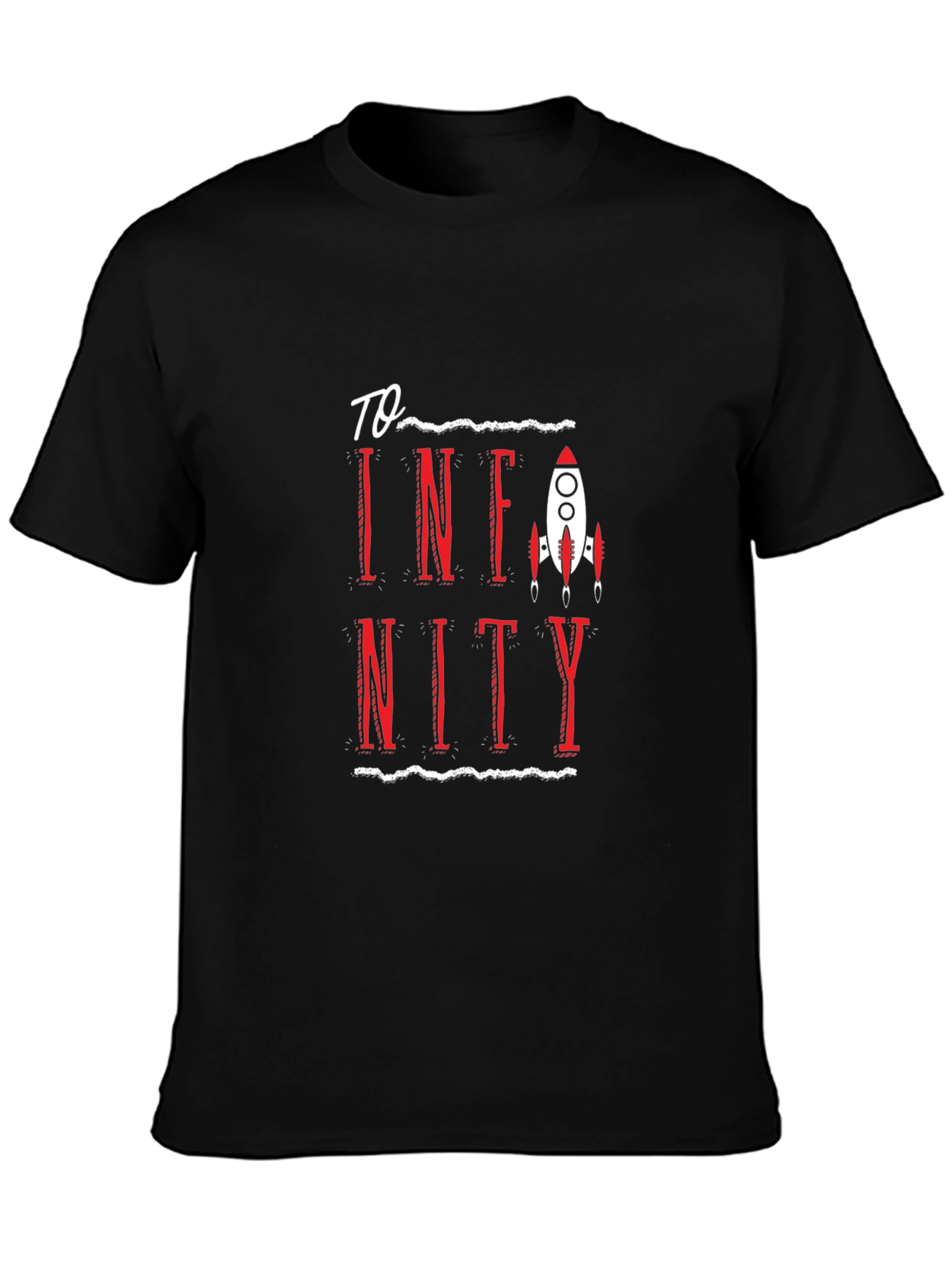 Black To Infinity Rocket Graphic Tee - Soft Black Cotton T-Shirt view 3