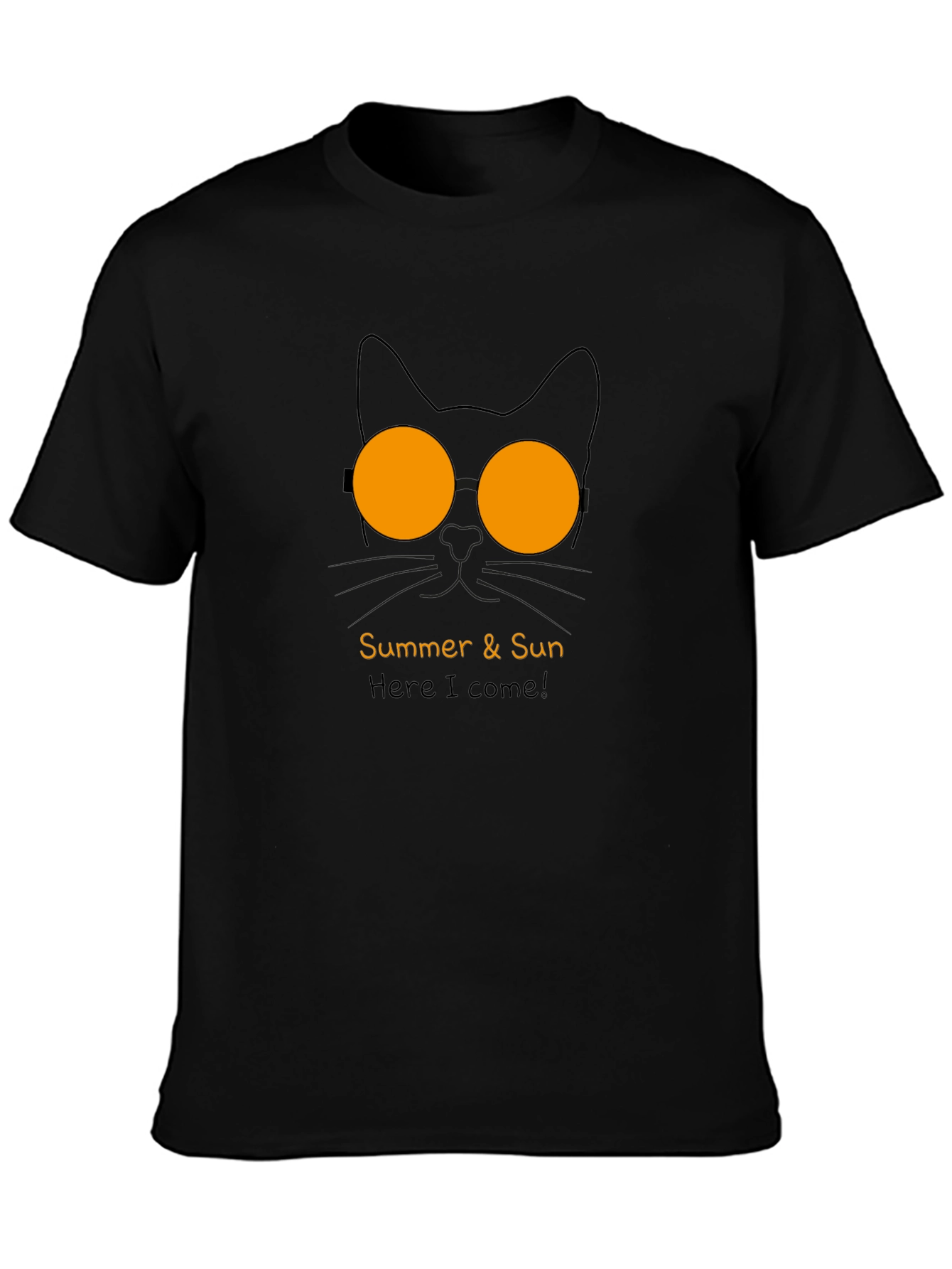 Black Summer Cat T-Shirt - Cool Shades & Sunny Vibes view 3