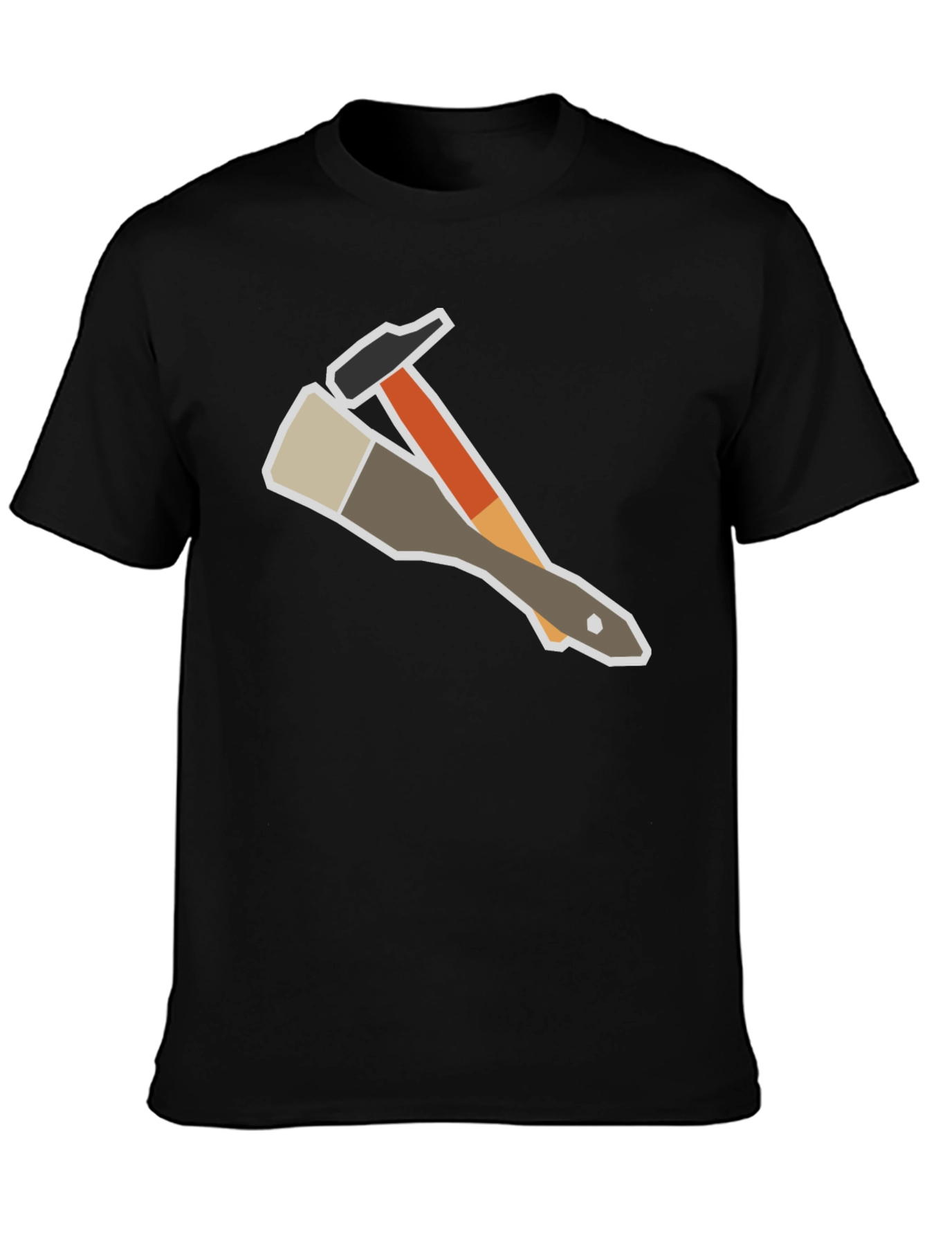 Black Painter's Tee: Hammer & Brush Graphic T-Shirt view 3