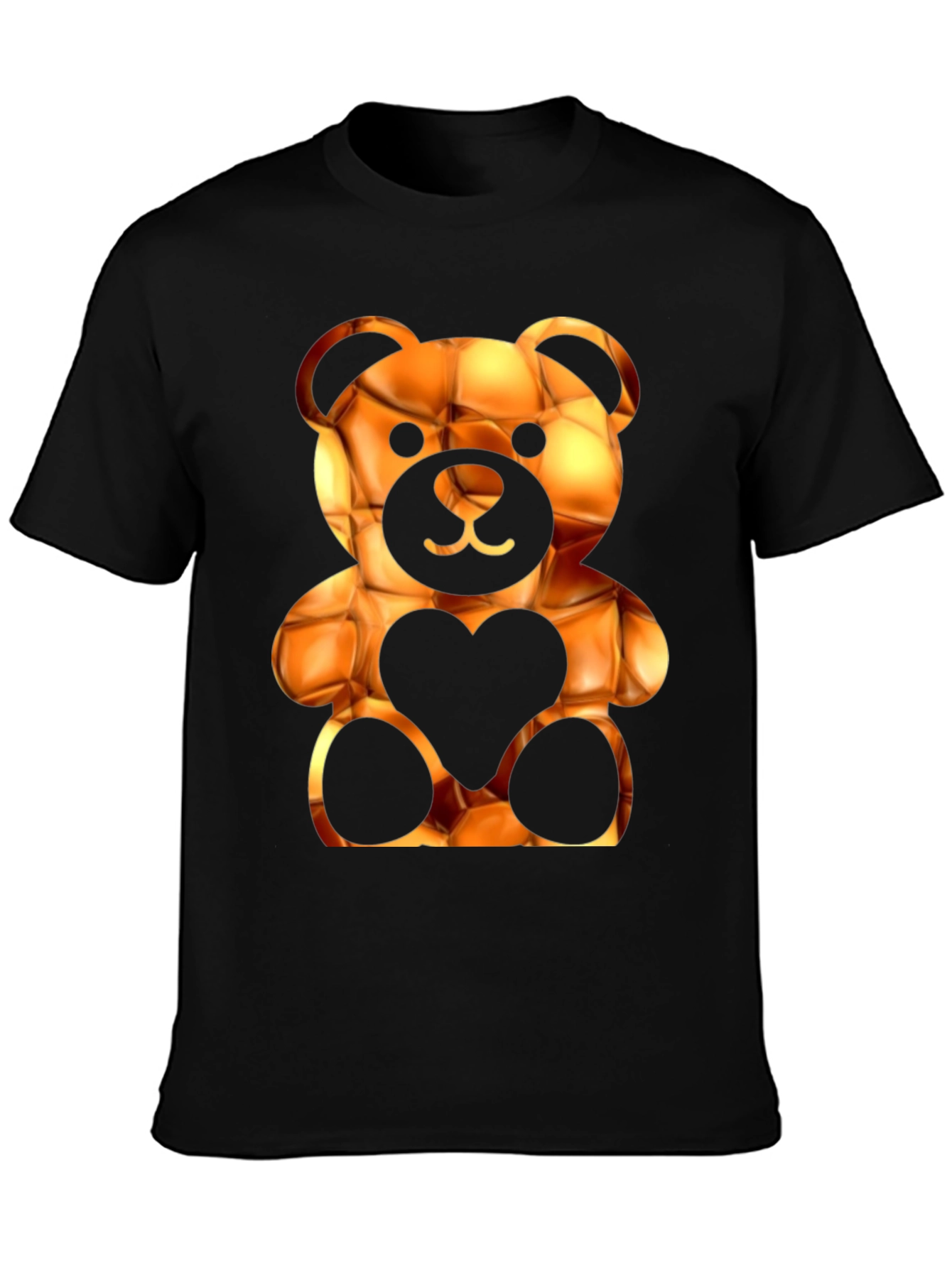 Black Trendy Black Bear Heart Graphic Tee view 3
