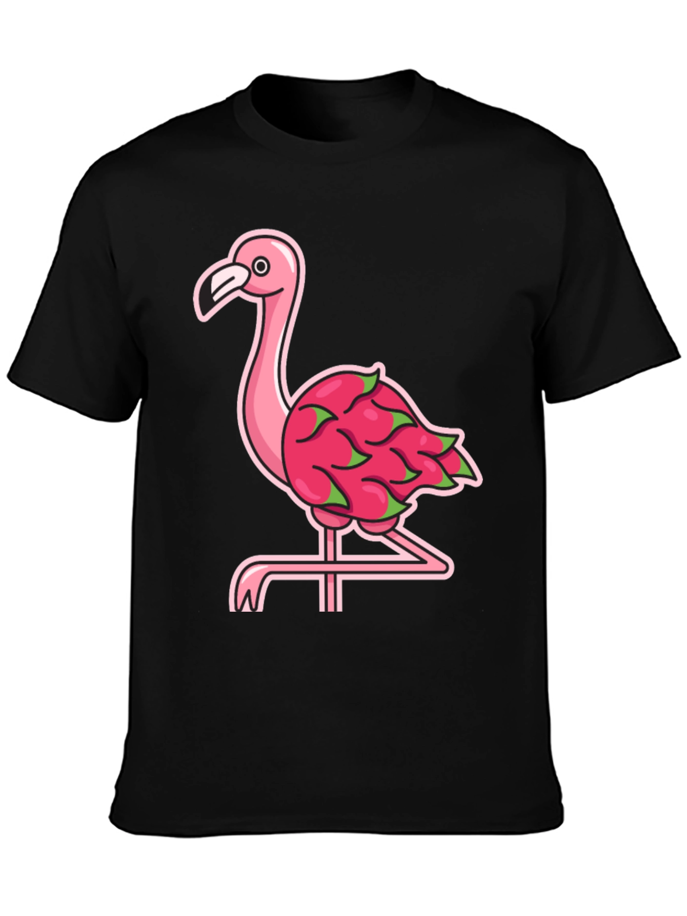 Black Flamingo Dragon Fruit Graphic Tee view 3