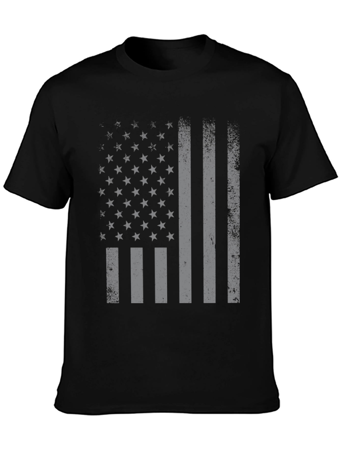 Black Distressed American Flag Graphic T-Shirt view 3