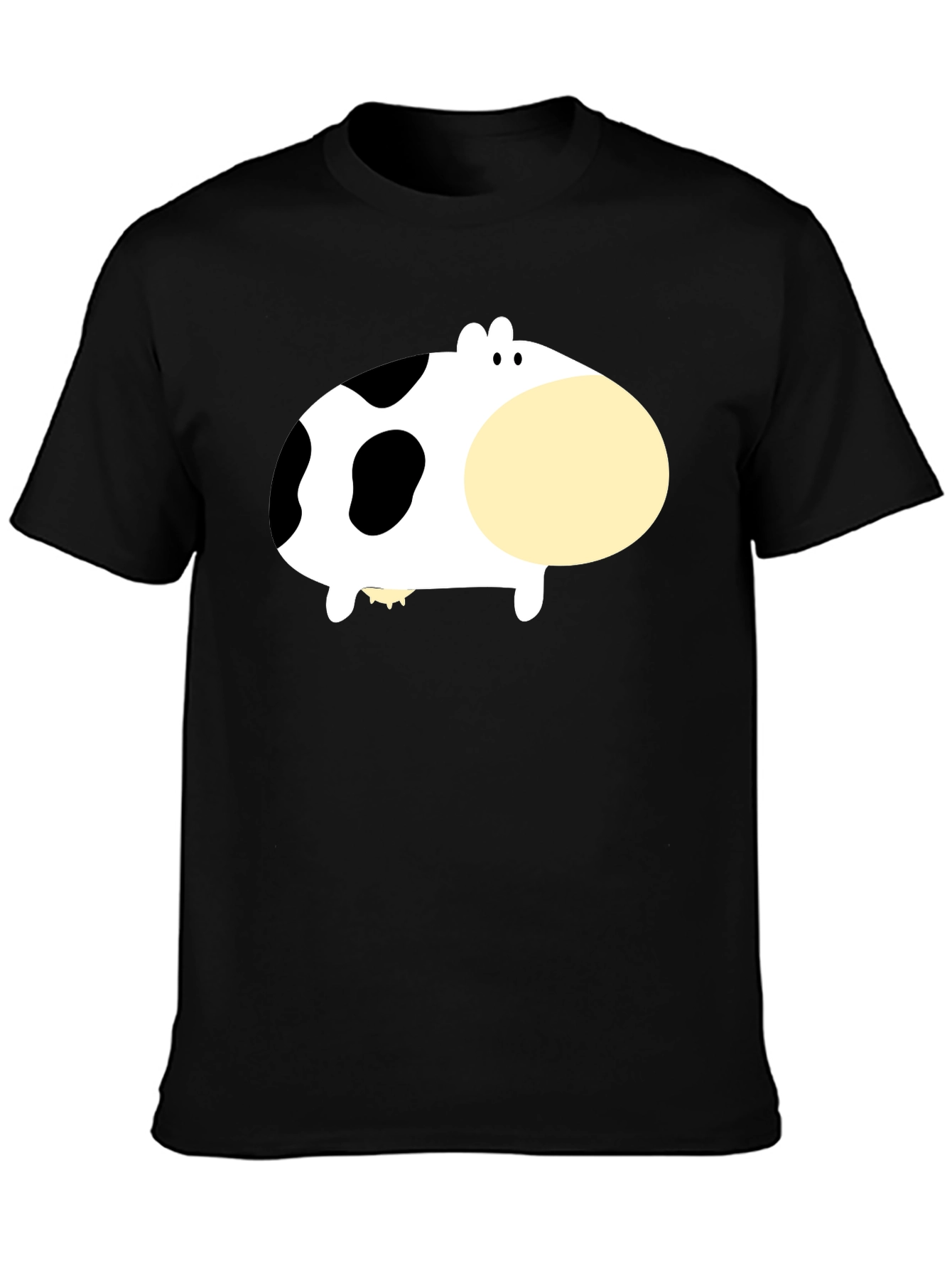 Black Cute Cartoon Cow Graphic Tee - Black view 3