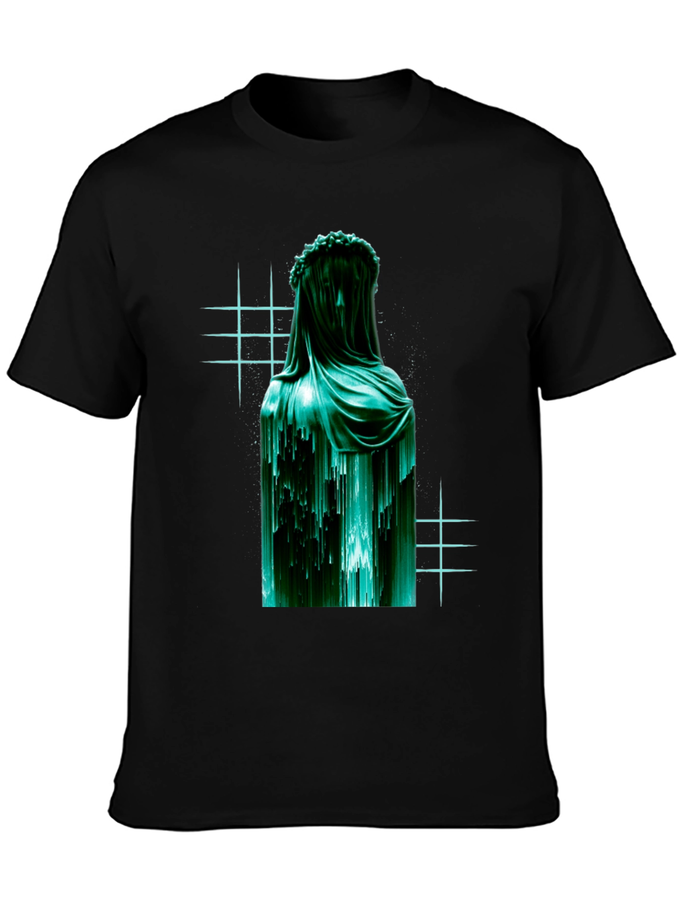 Black Veiled Statue Graphic T-Shirt - Modern Art Tee view 3