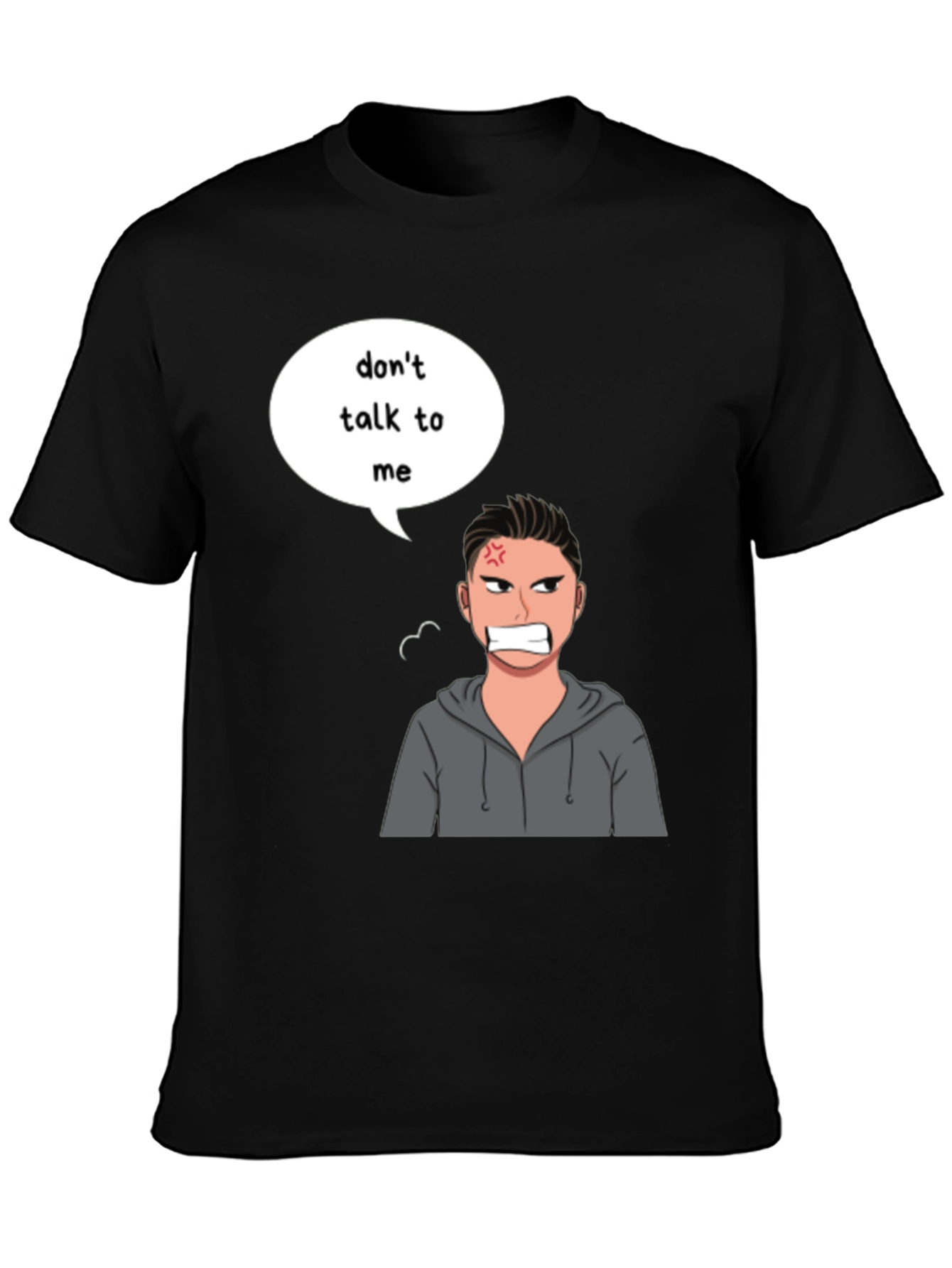 Black Don't Talk To Me Angry Cartoon T-Shirt view 3
