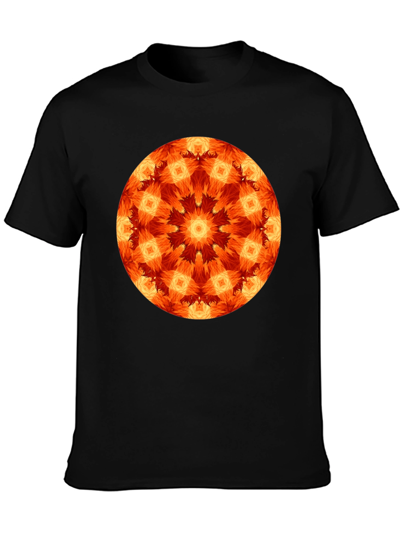 Black Fiery Mandala Graphic Black T-Shirt view 3