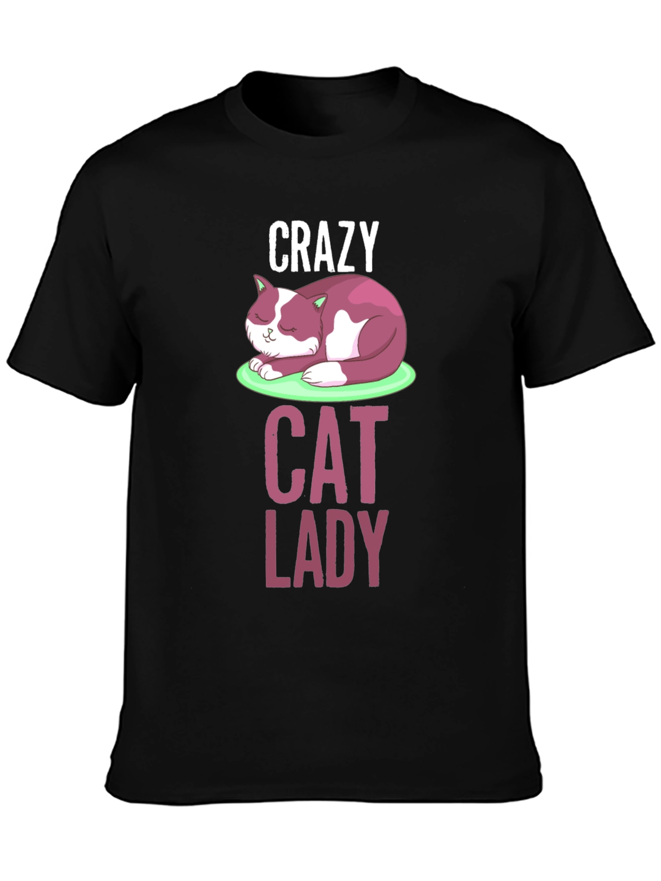 Black Crazy Cat Lady T-Shirt - Fun Graphic Tee view 3