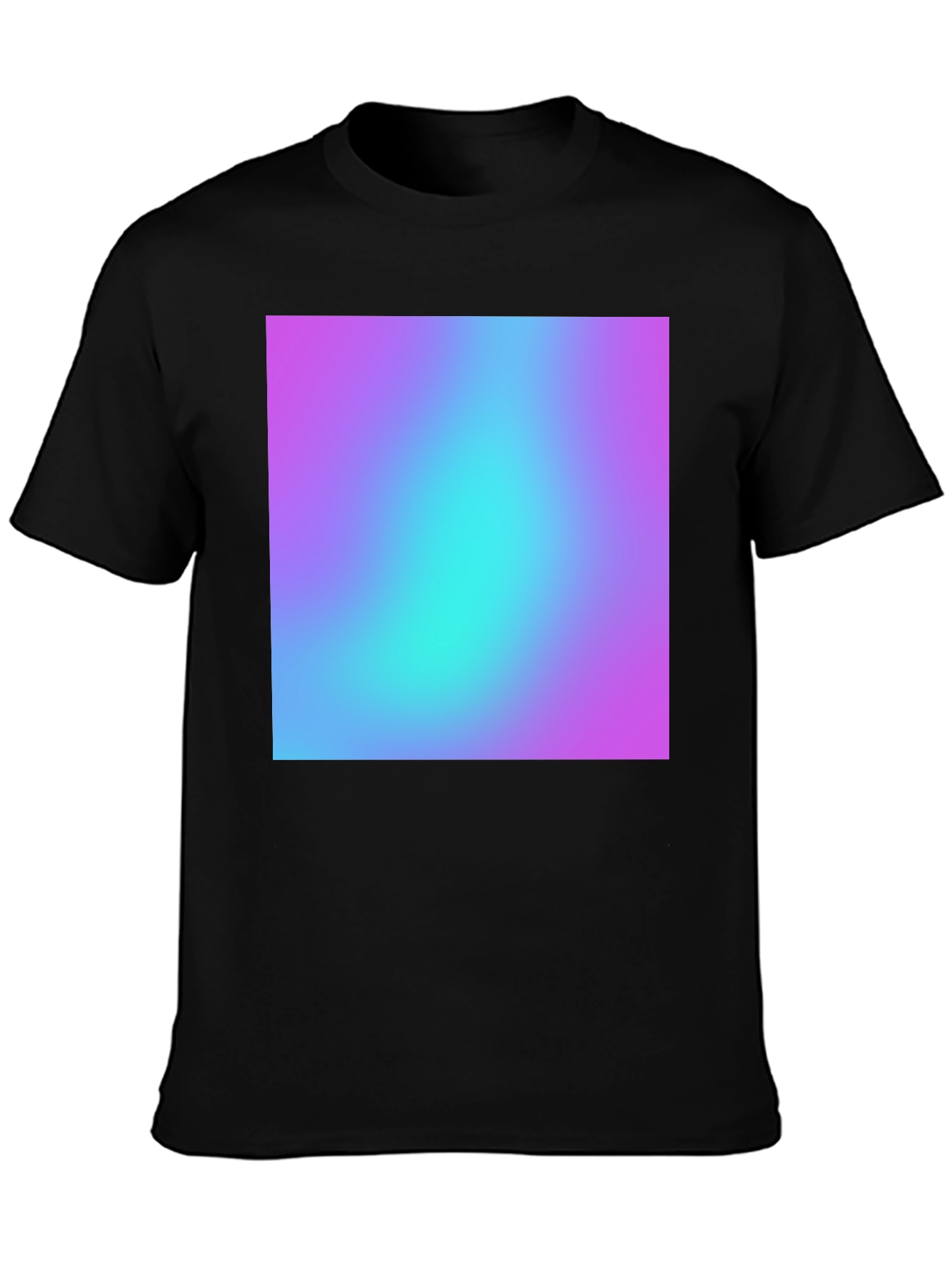 Black Men's Black T-Shirt with Vibrant Gradient Design view 3