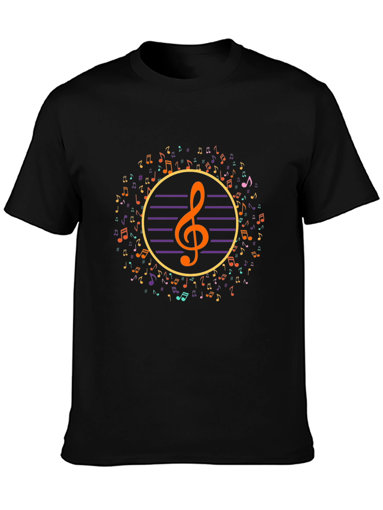 Black Musical Notes Graphic T-Shirt view 3
