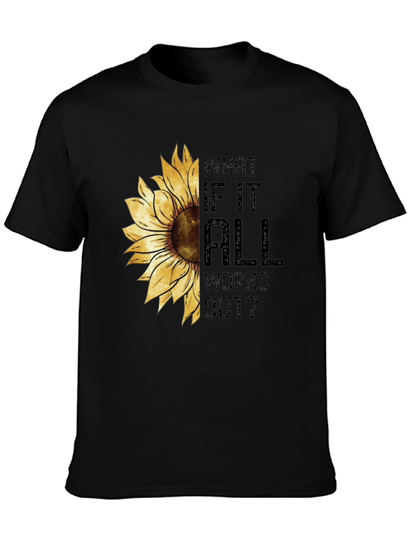 Black Sunflower Graphic Tee - What If It All Works Out? - Black view 3