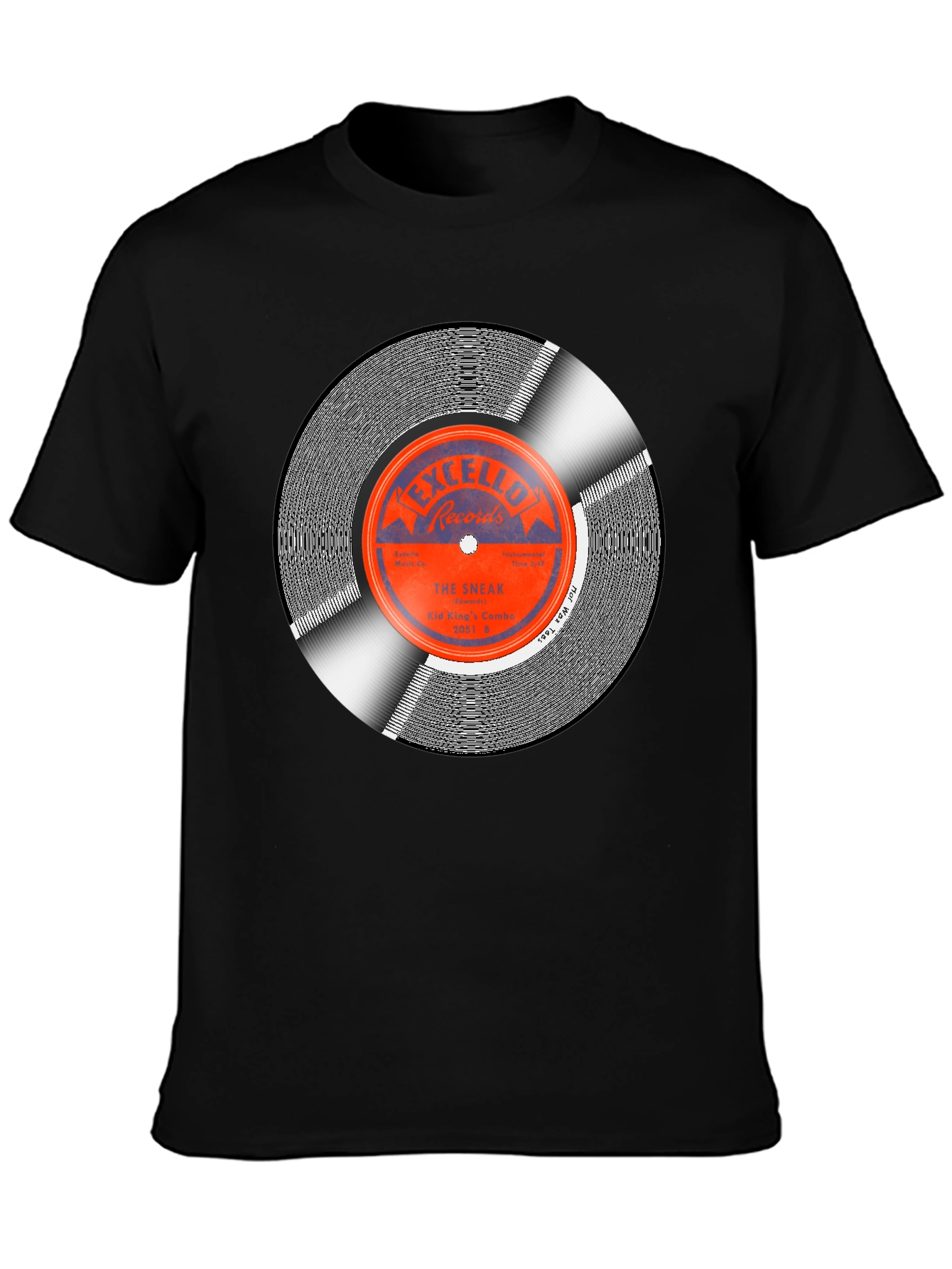 Black Vintage Record Graphic Tee - Retro Music Lover T-Shirt view 3