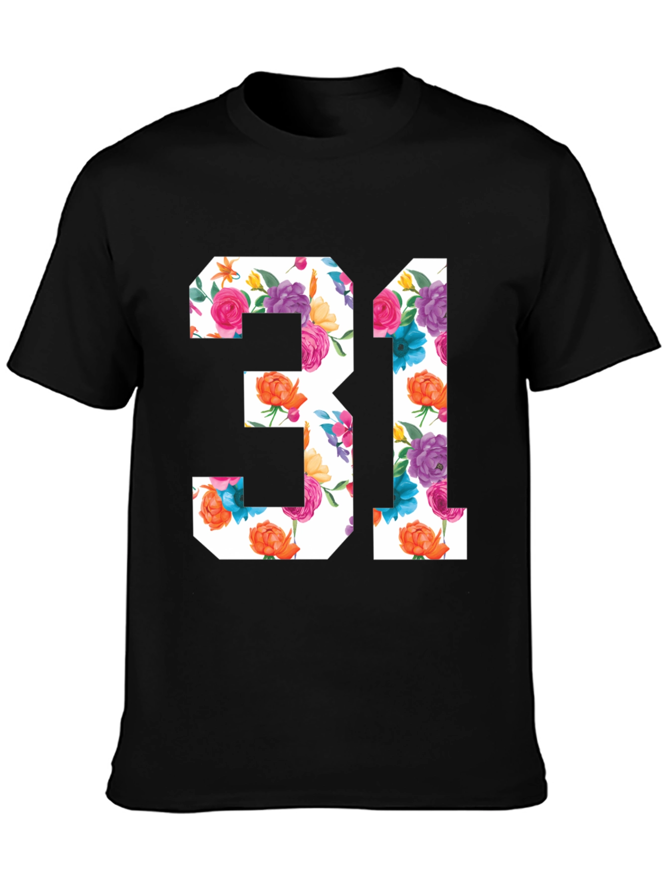 Black Floral Number 31 Graphic T-Shirt view 3