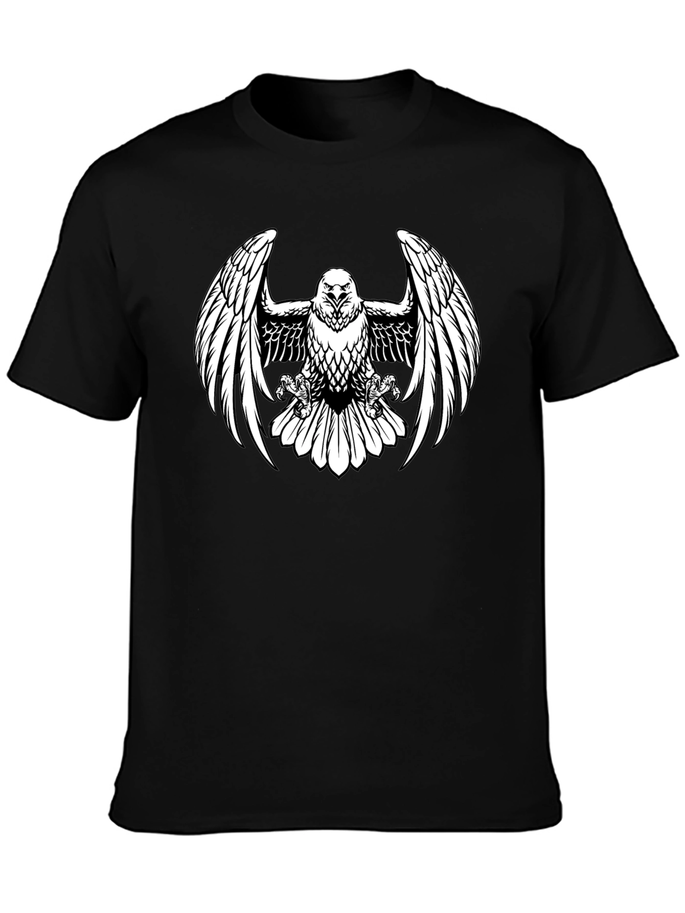 Black Eagle Print Black T-Shirt view 3