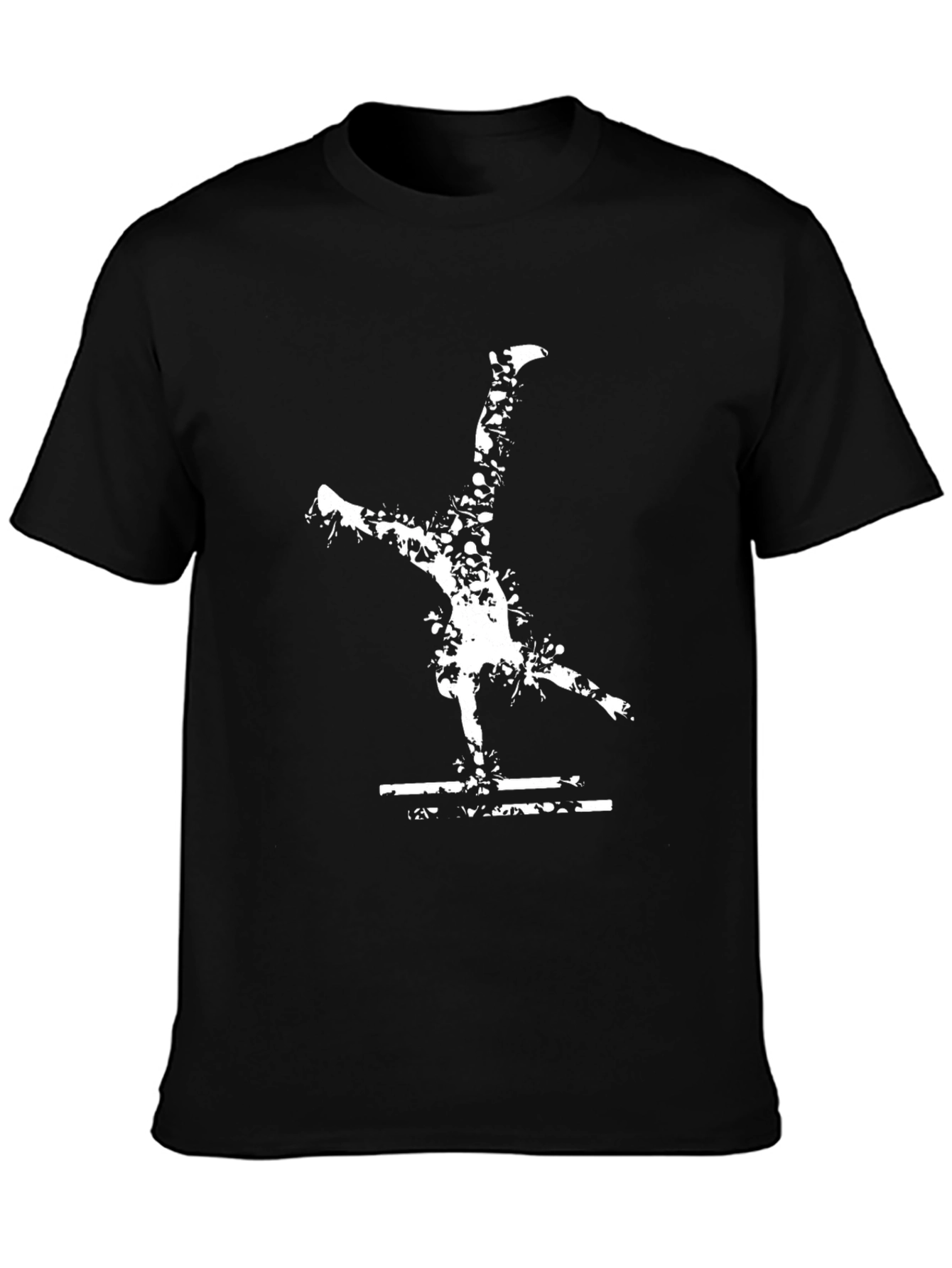 Black Cool Gymnast T-Shirt: Black Cotton Tee with Fun Graphic view 3