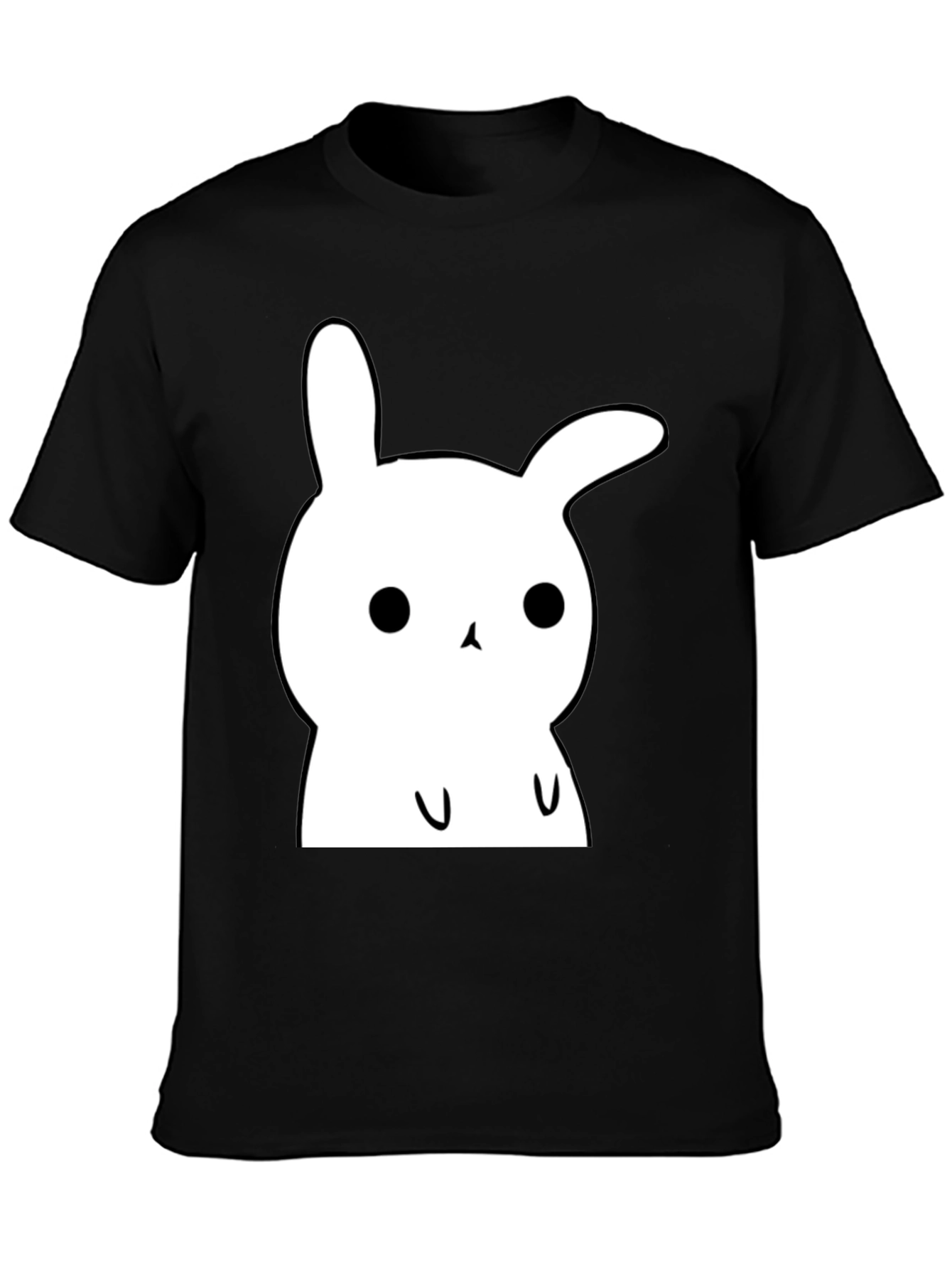 Black Cute Bunny Graphic T-Shirt - Soft Cotton Tee view 3