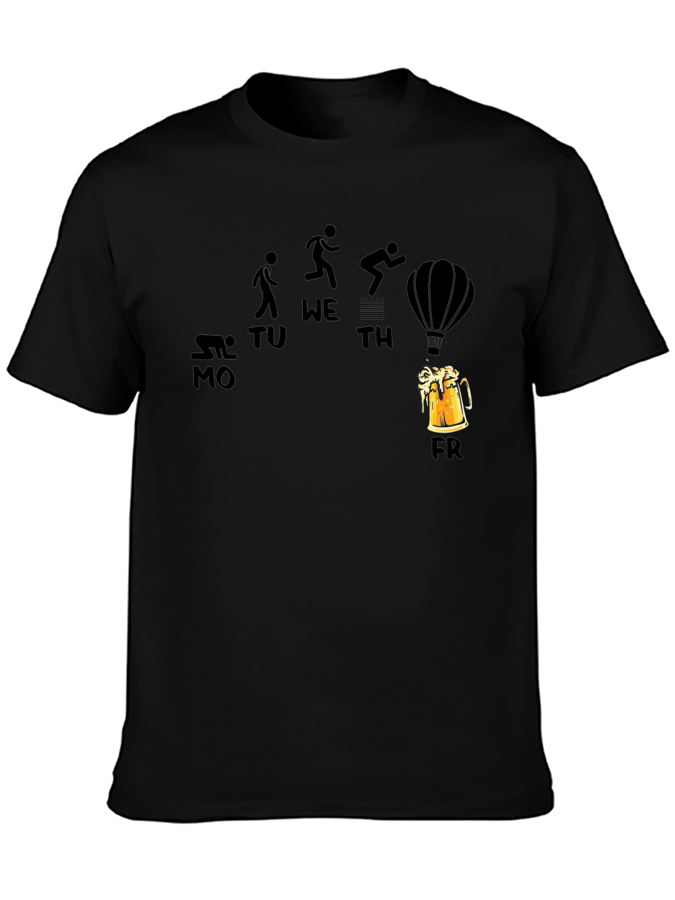 Black Funny Weekday Evolution Beer Friday Graphic T-Shirt view 3
