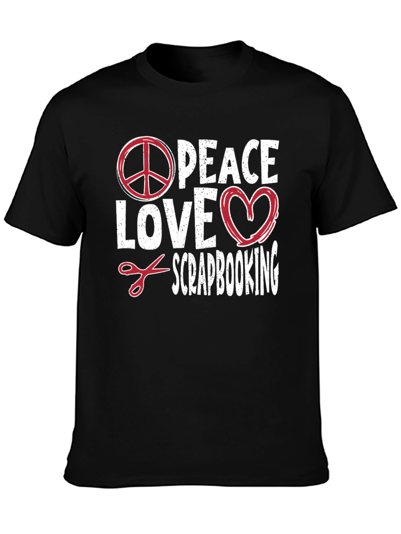 Black Peace Love Scrapbooking Graphic Tee view 3