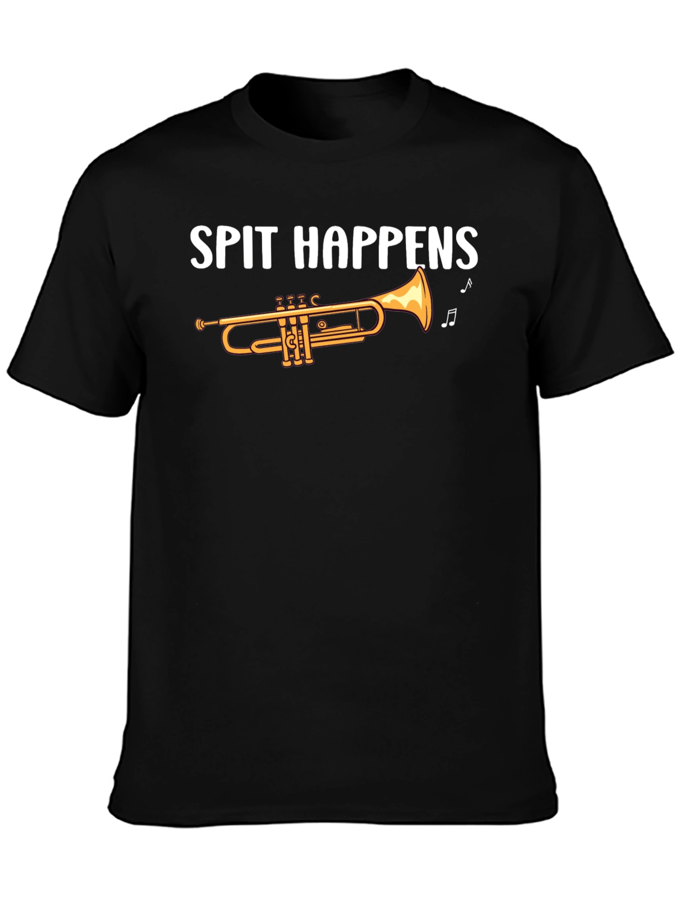 Black Spit Happens Trumpet T-Shirt - Music Lover Tee view 3
