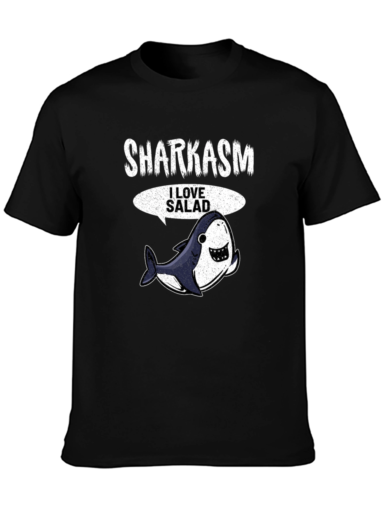 Black Sharkasm I Love Salad Men's Black T-Shirt view 3