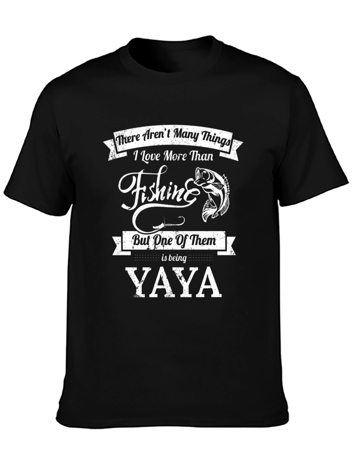 Black Fishing Yaya T-Shirt - Gift for Grandmother view 3