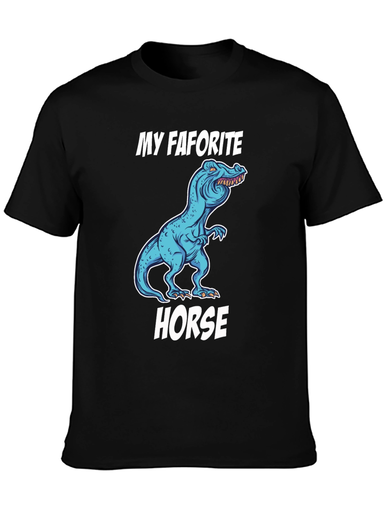 Black My Favorite Horse Dinosaur T-Shirt view 3