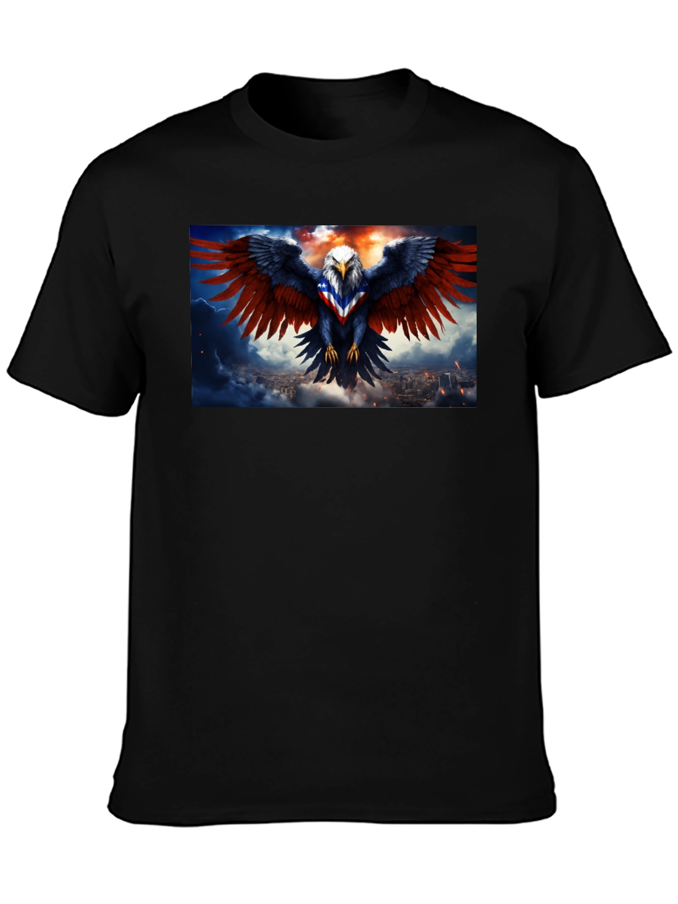 Black American Eagle Graphic T-Shirt - Patriotic Design view 3