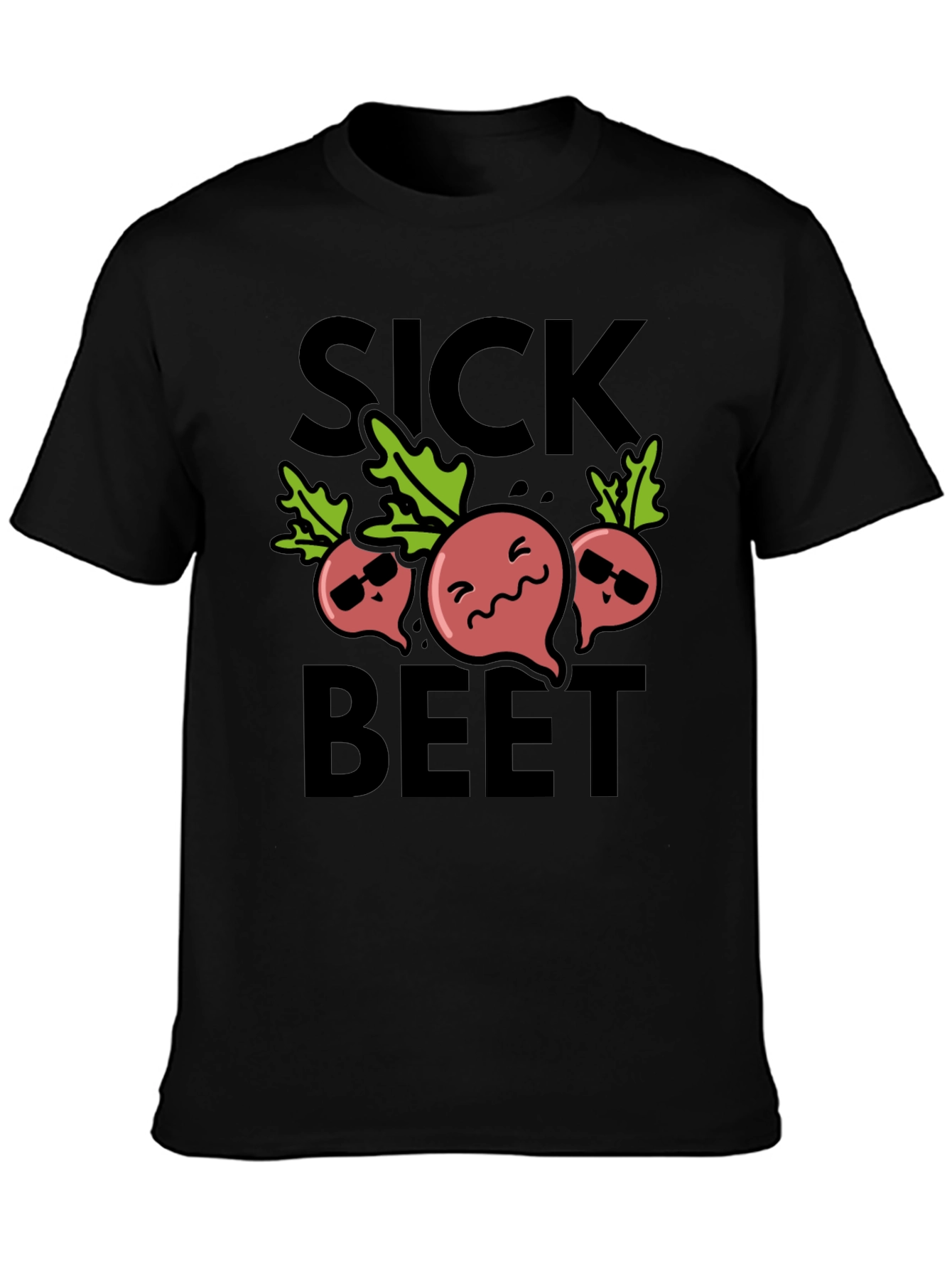 Black Sick Beet Funny Graphic T-Shirt view 3