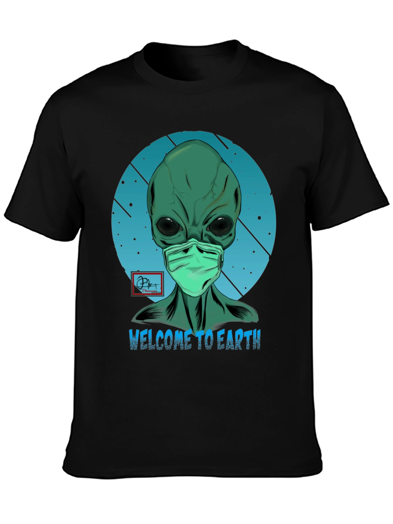 Black Welcome Alien T-Shirt - Funny Graphic Tee view 3