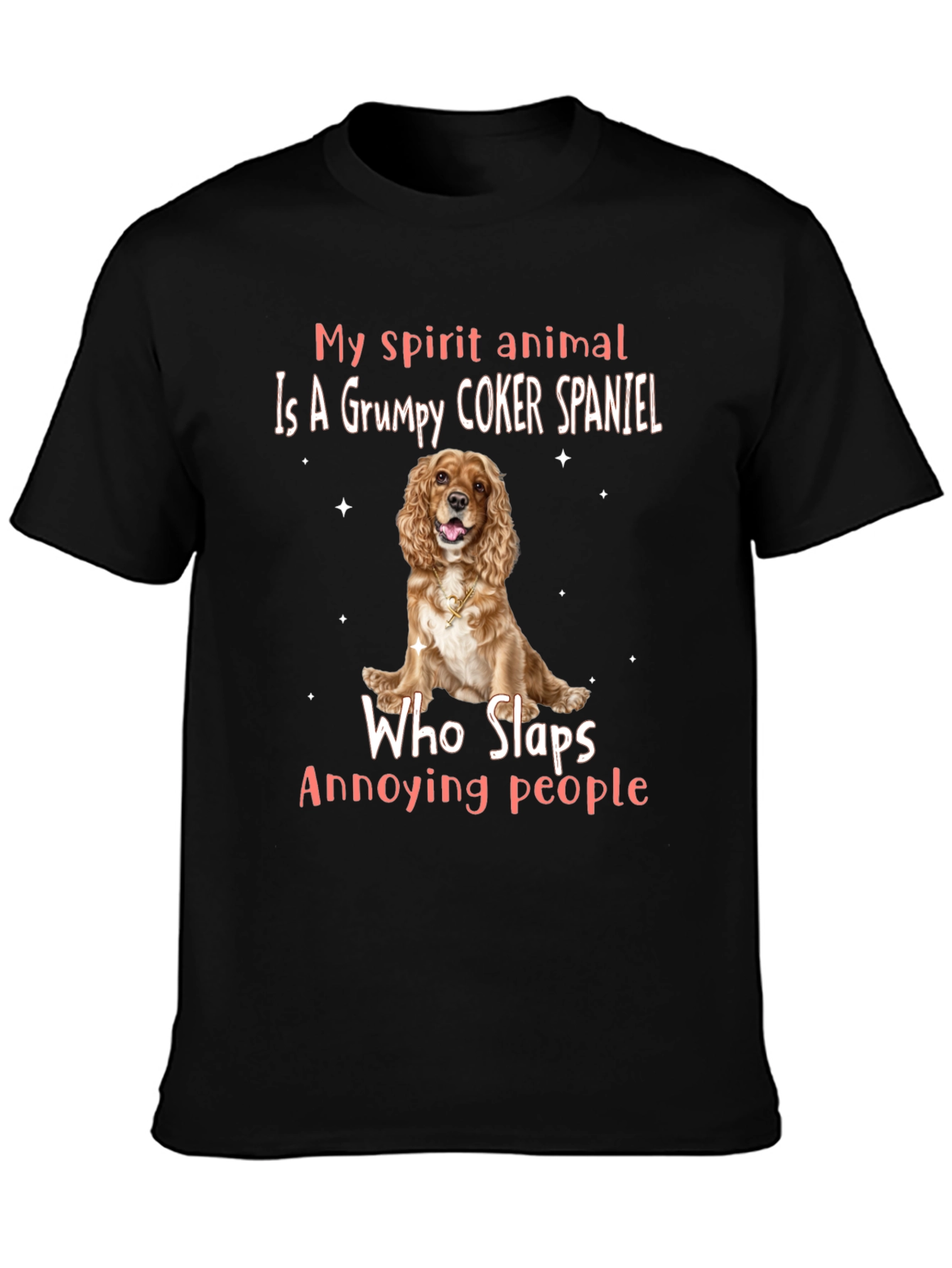 Black Grumpy Cocker Spaniel Spirit Animal Tee view 3