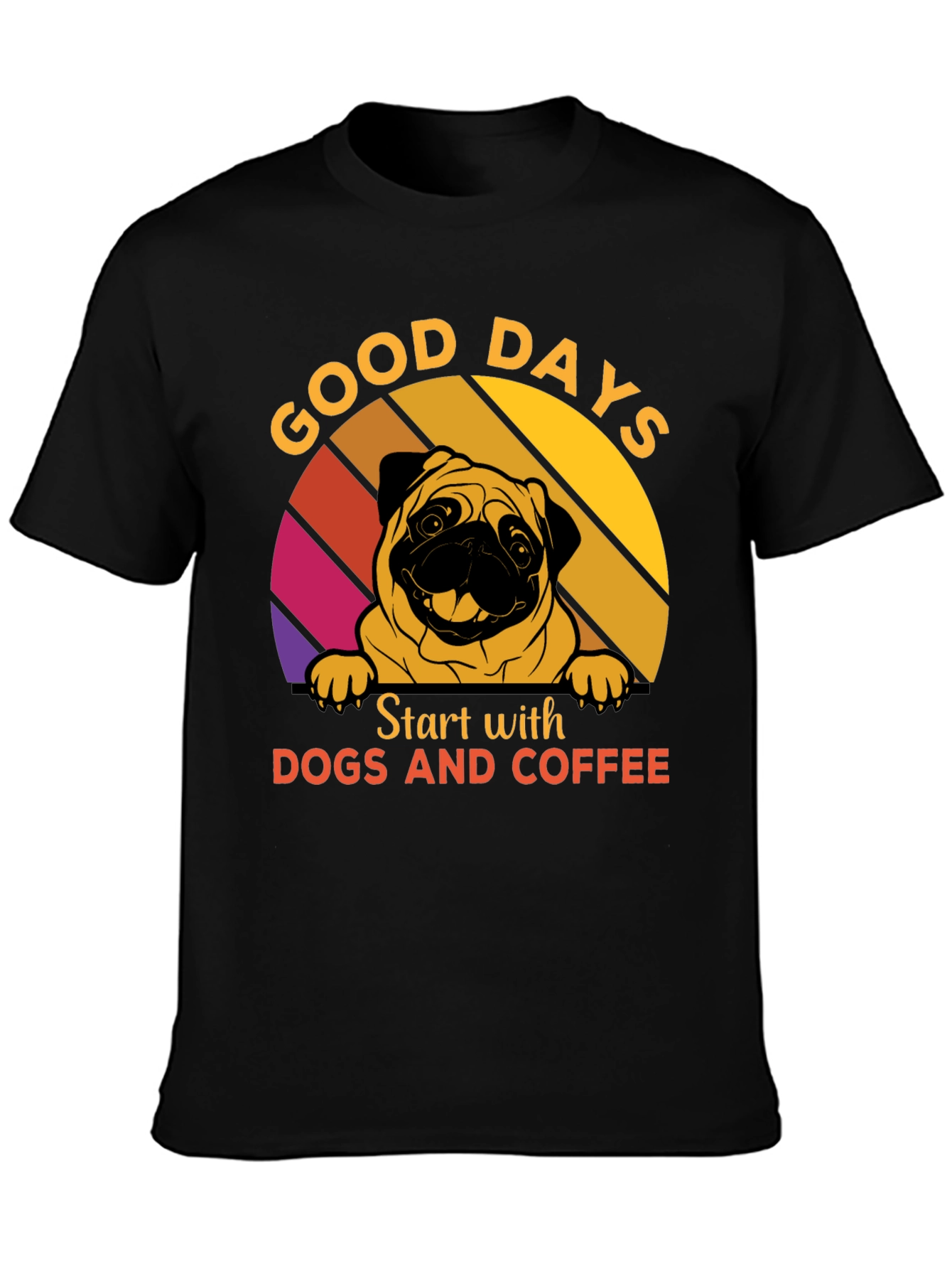 Black Good Days Dog and Coffee T-Shirt view 3