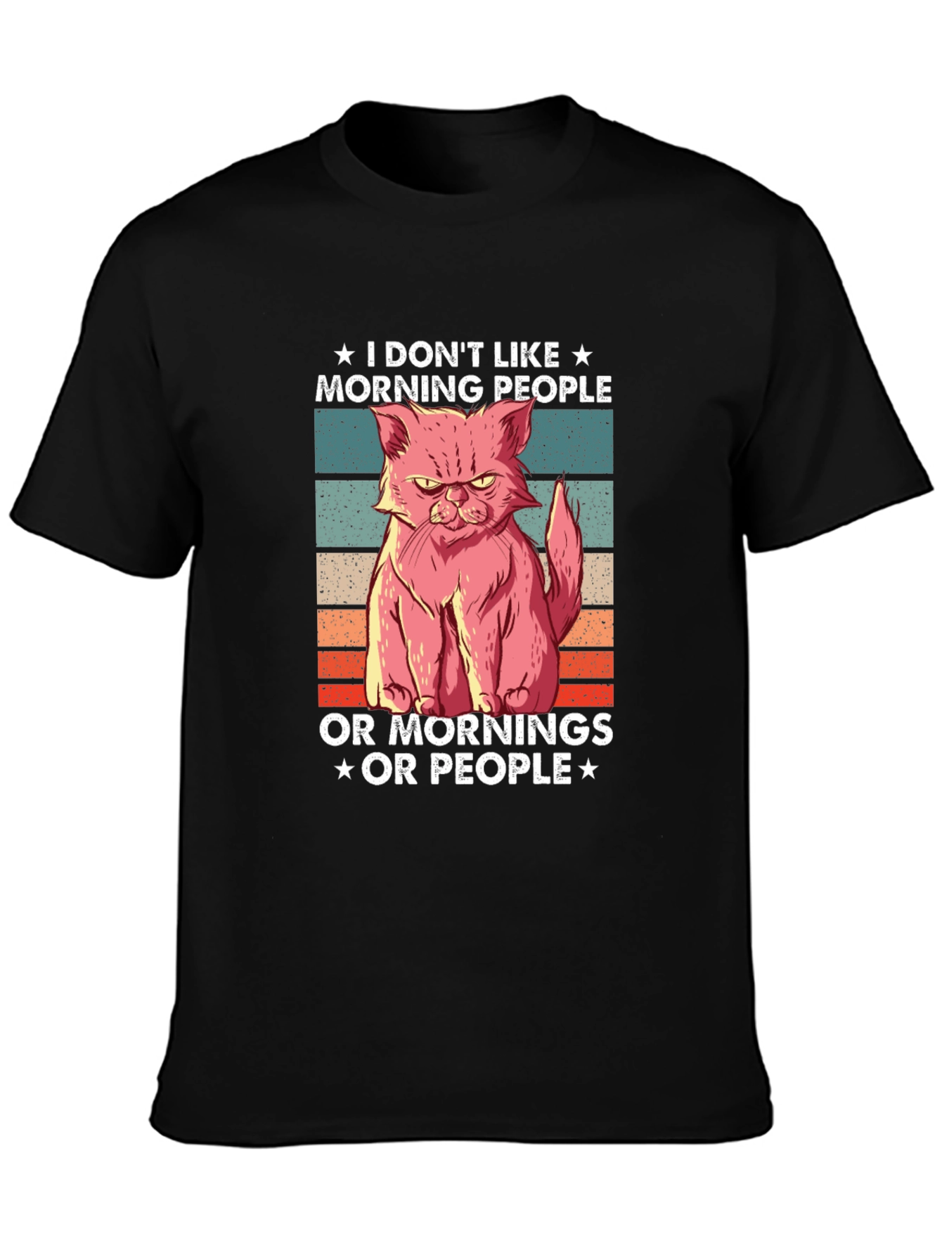 Black Grumpy Cat Tee - I Don't Like Mornings view 3
