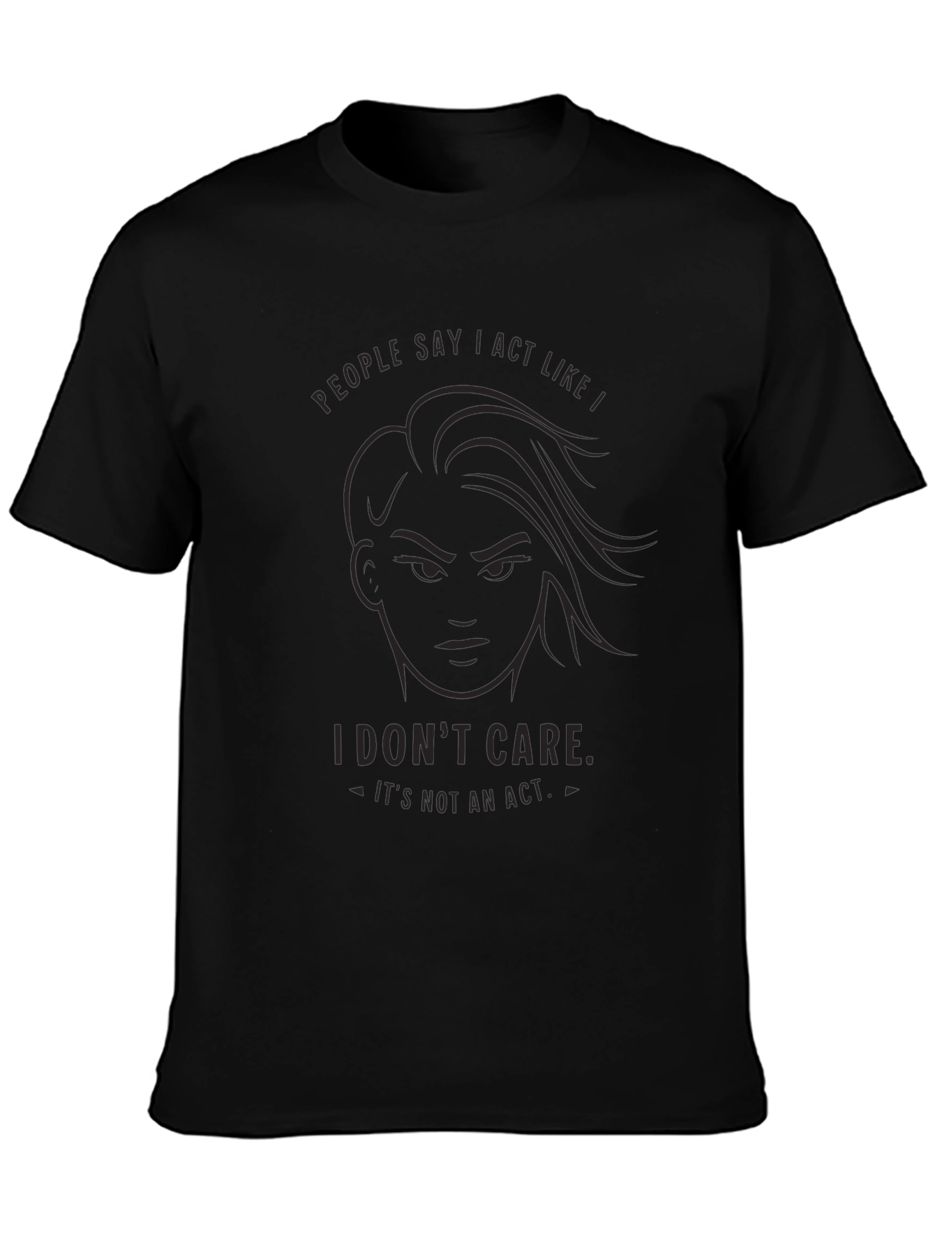 Black I Don't Care Graphic Tee - Bold Statement T-Shirt view 3