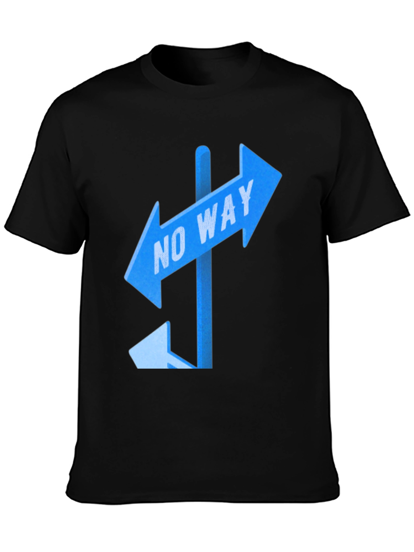 Black No Way Sign Graphic Tee - Black Casual T-Shirt view 3