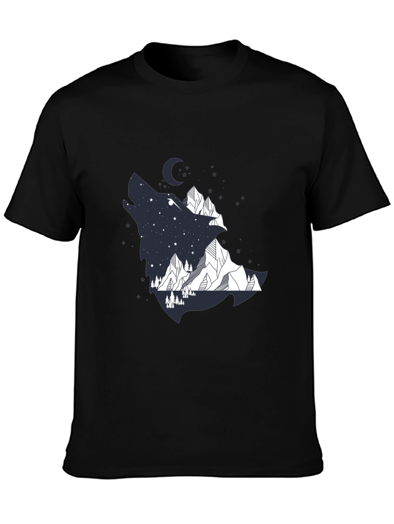 Black Wolf Mountain Graphic Tee - Men's Black T-Shirt view 3