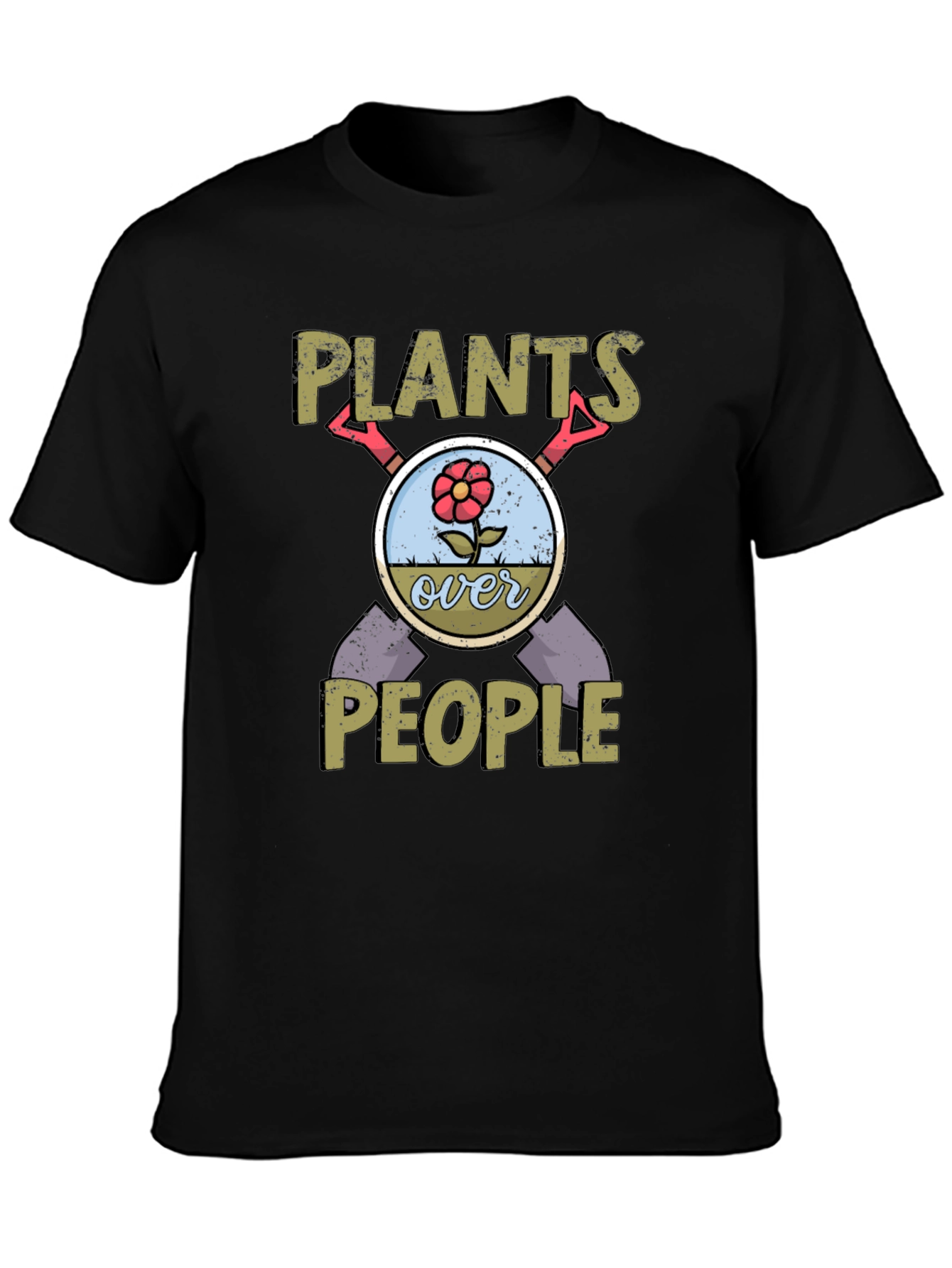 Black Plants Over People Graphic Tee - Gardening Enthusiast T-Shirt view 3