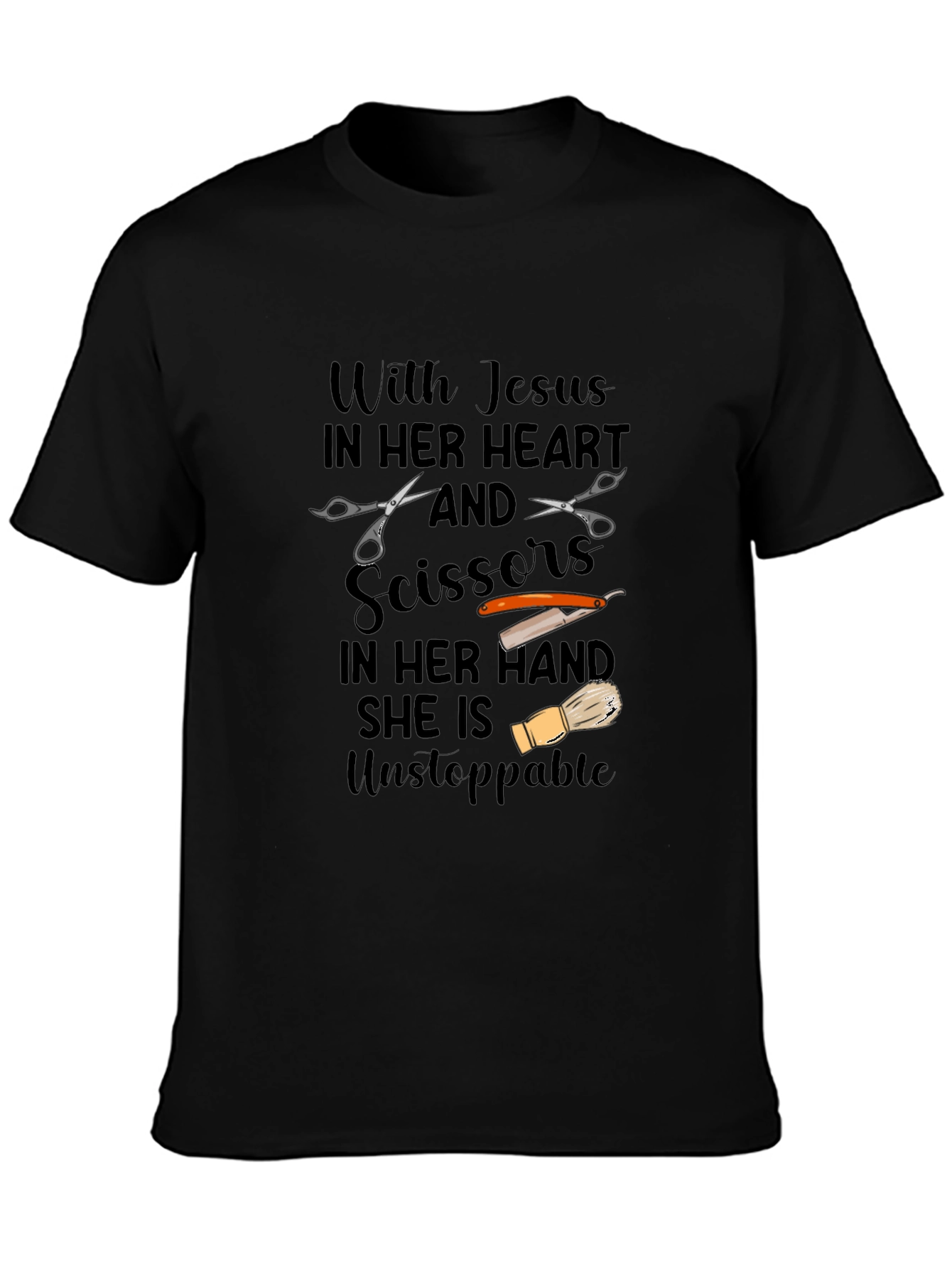 Jesus & Scissors Barber Graphic T-Shirt - 3