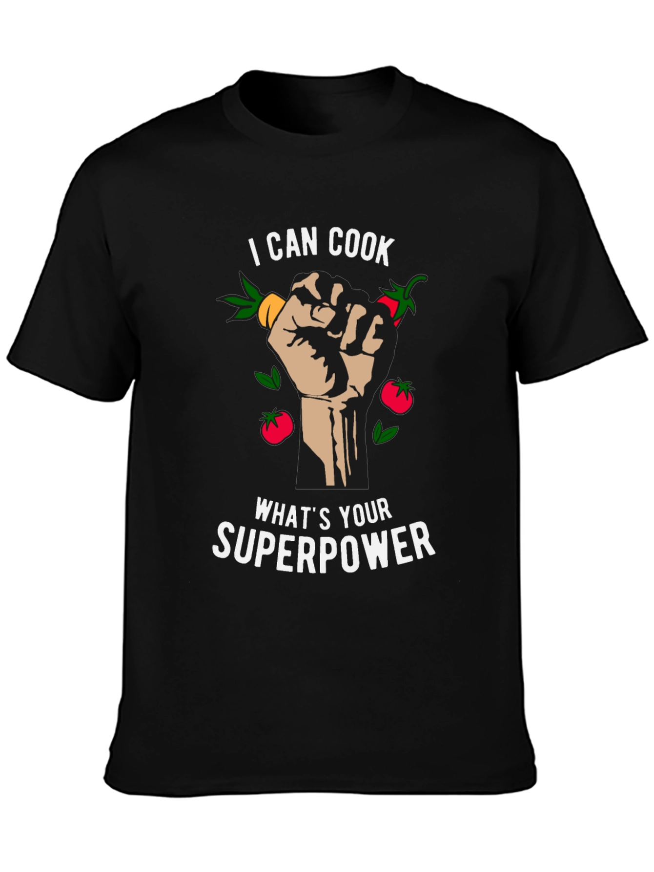Black I Can Cook, What's Your Superpower Black T-Shirt view 3