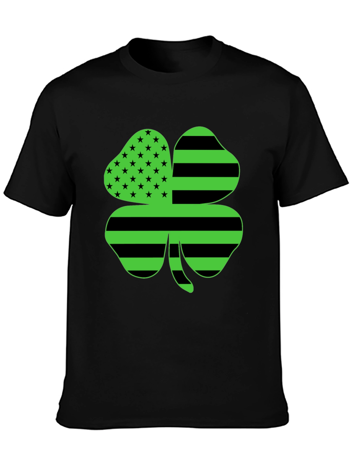 Black St. Patrick's Day Shamrock Novelty Graphic Tee view 3