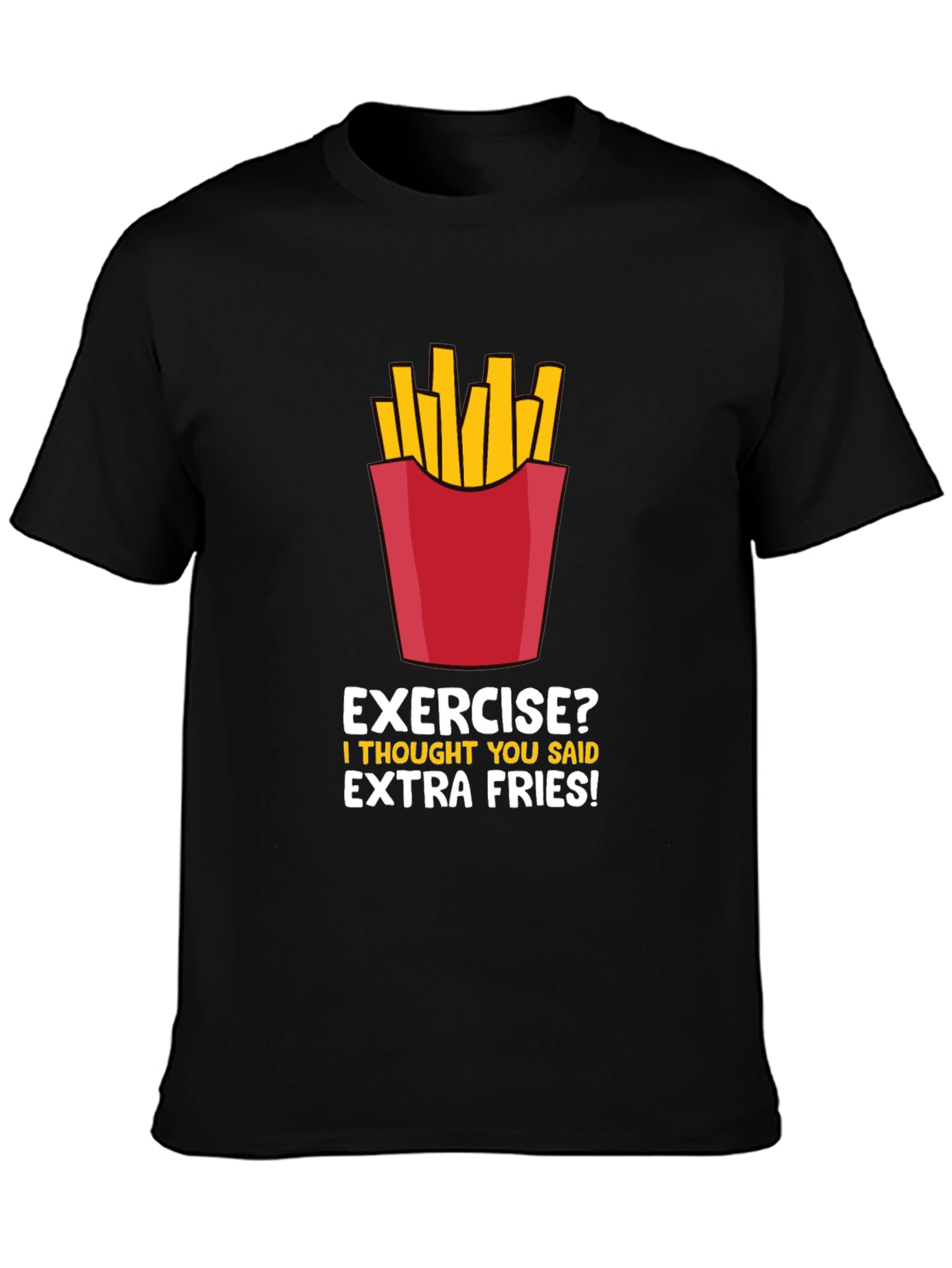 Black Funny Extra Fries Graphic T-Shirt view 3