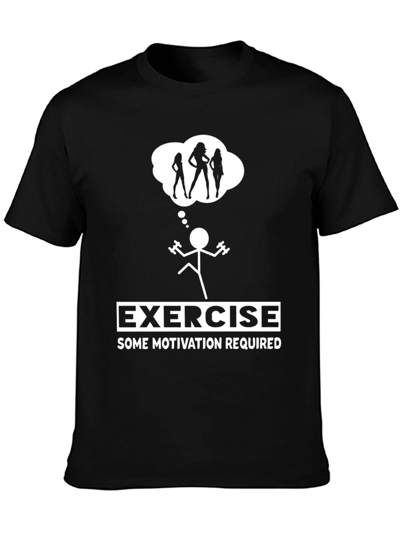 Black Funny Exercise Motivation Graphic T-Shirt view 3