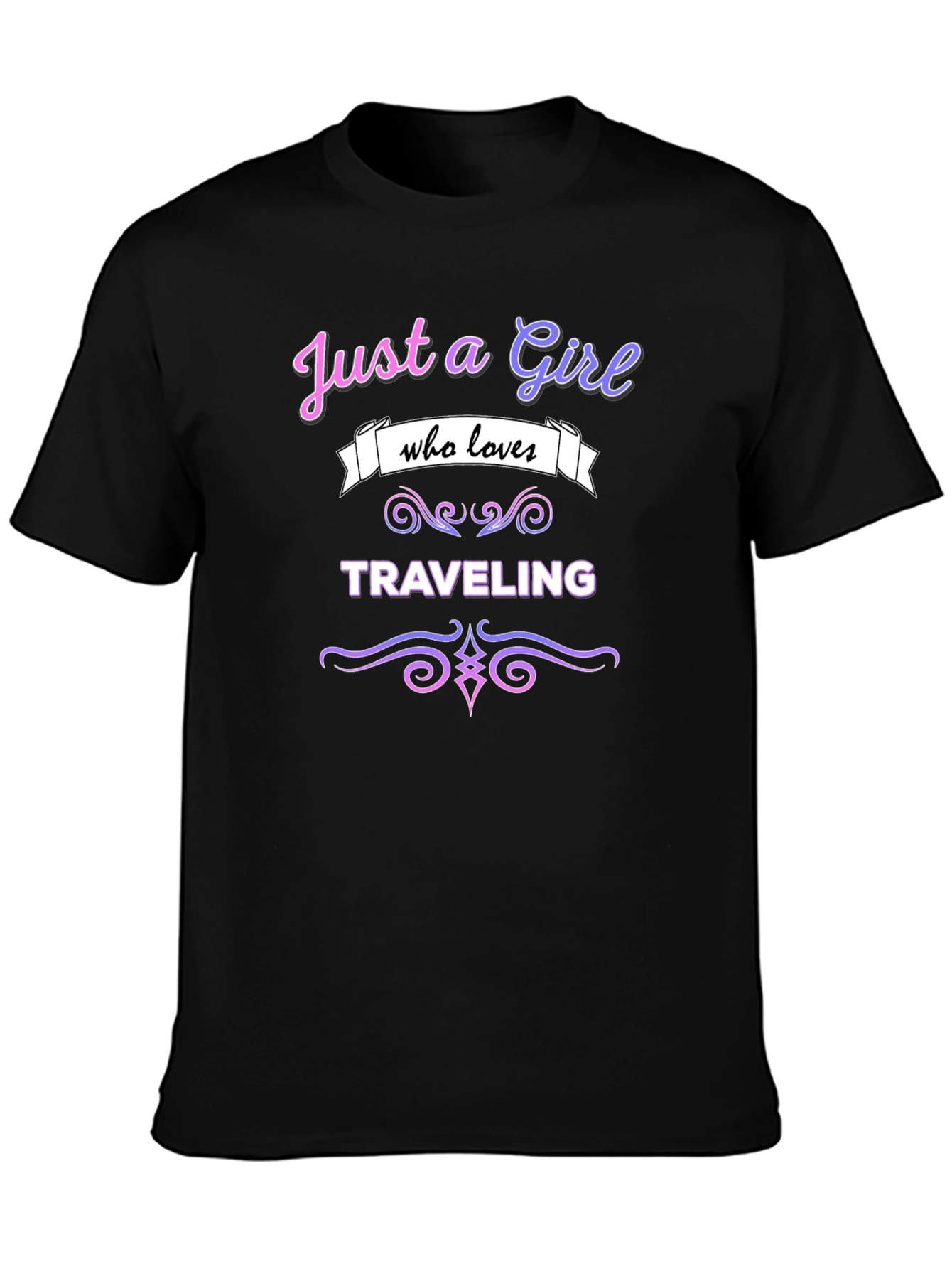 Black Just A Girl Who Loves Traveling T-Shirt view 3